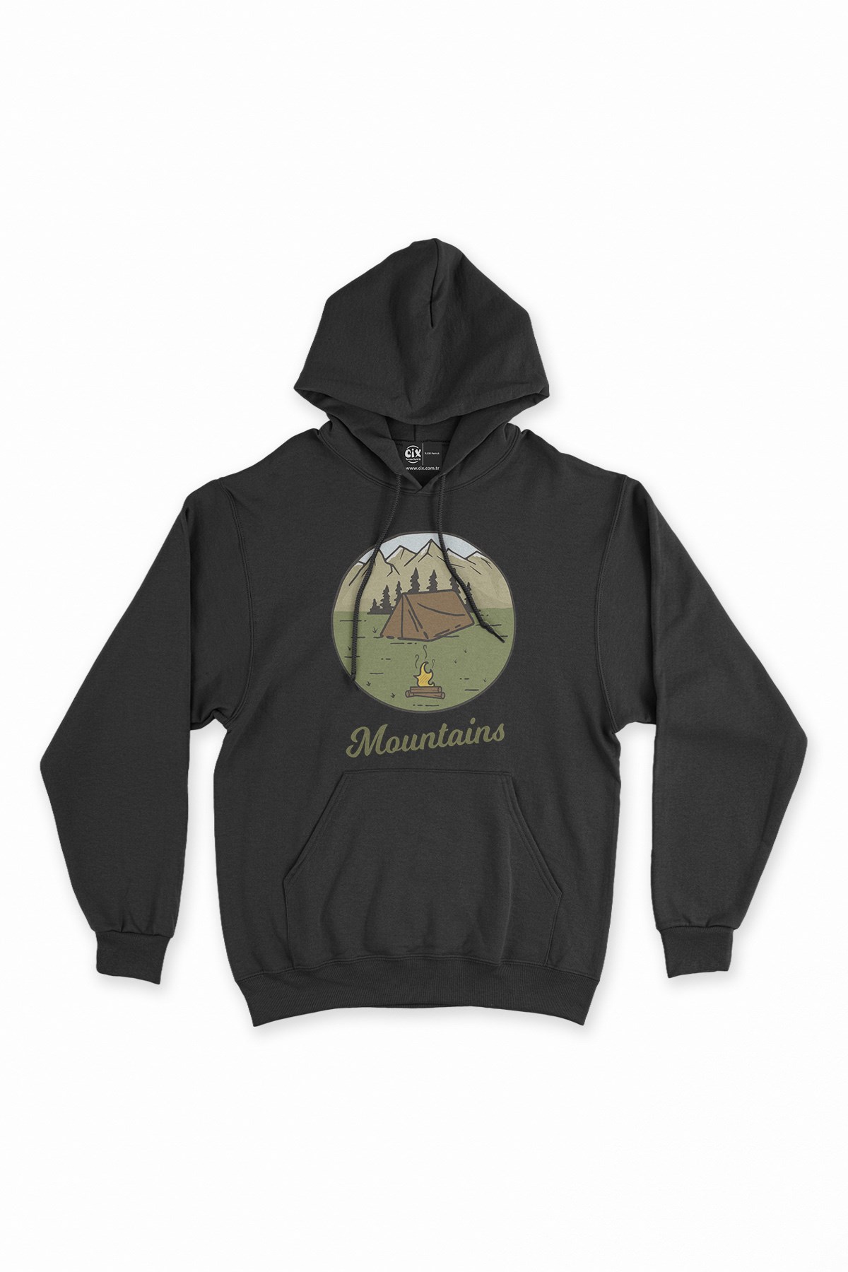 Mountains Siyah Kapşonlu Sweatshirt Hoodie