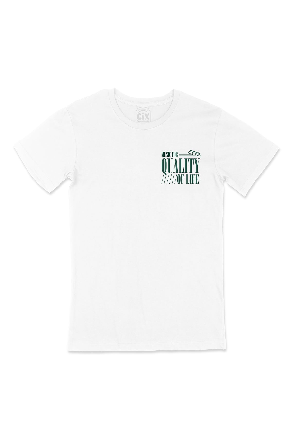 Music For Quality OF Life Cep Logo Tasarımlı Beyaz Tişört