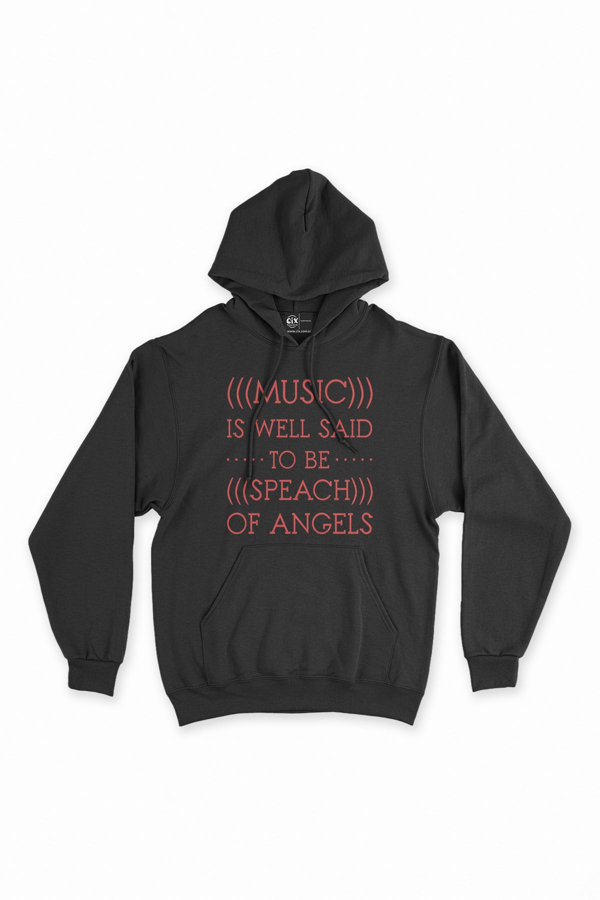 Music Is Speach Of Angels Siyah Kapşonlu Sweatshirt Hoodie