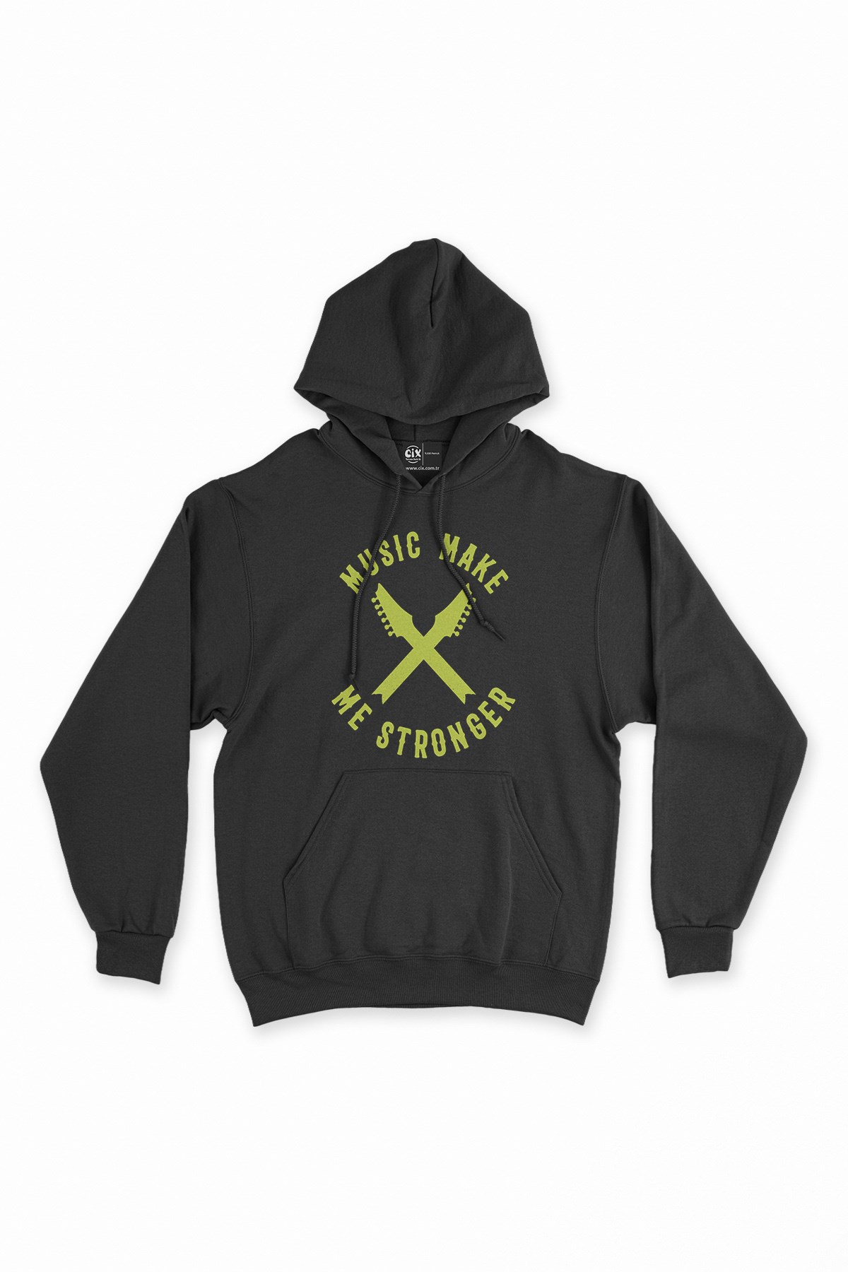 Music Make Me Stronger Siyah Kapşonlu Sweatshirt Hoodie