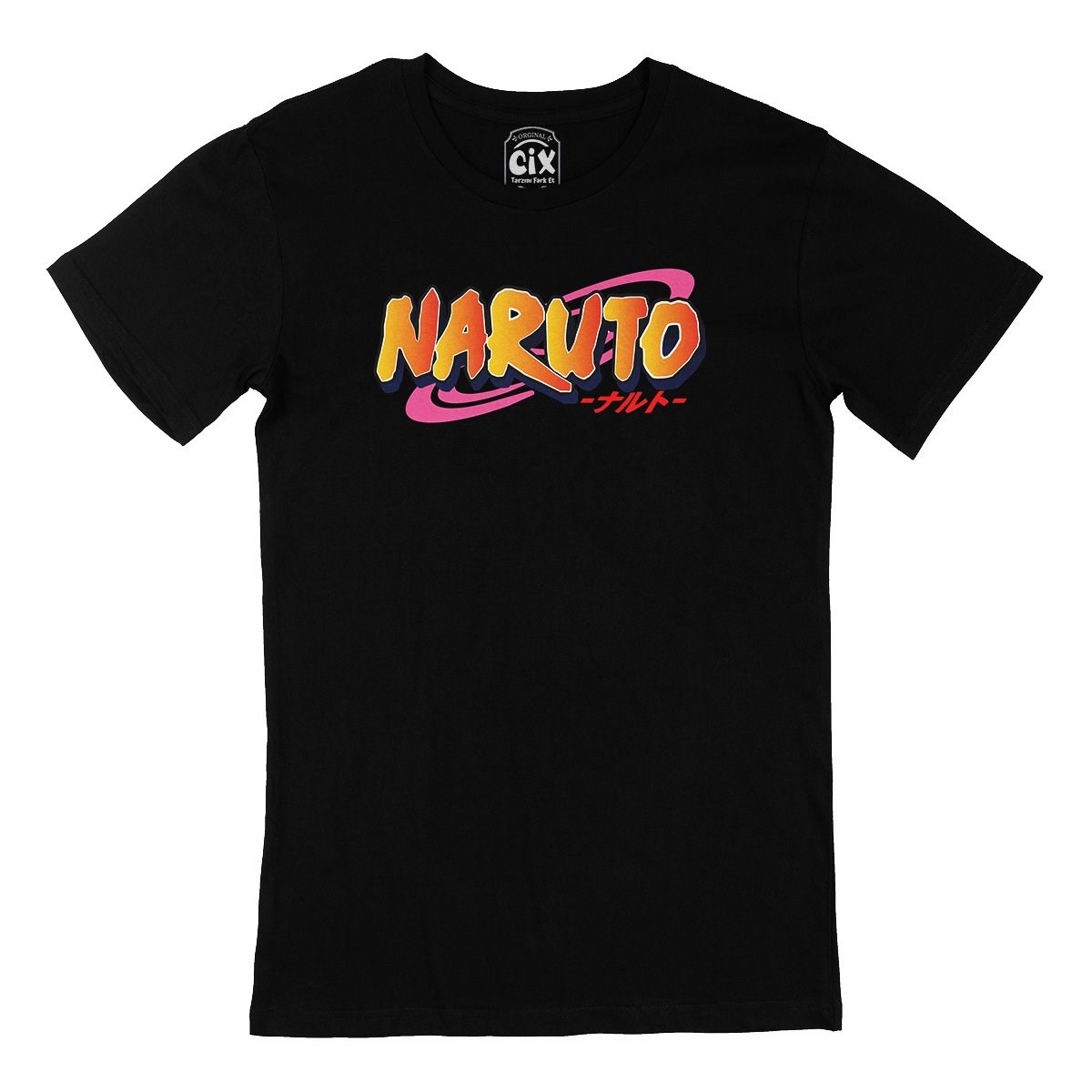 Naruto Logolu Siyah Tişört