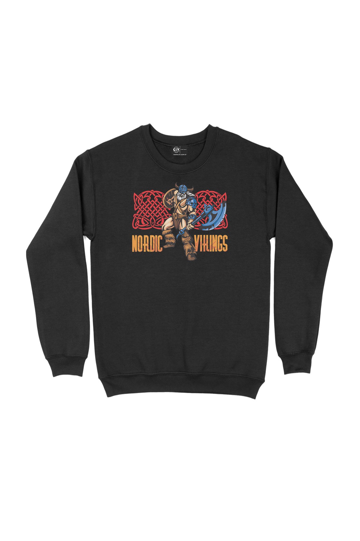 Nordic Viking Baltalı Siyah Sweatshirt
