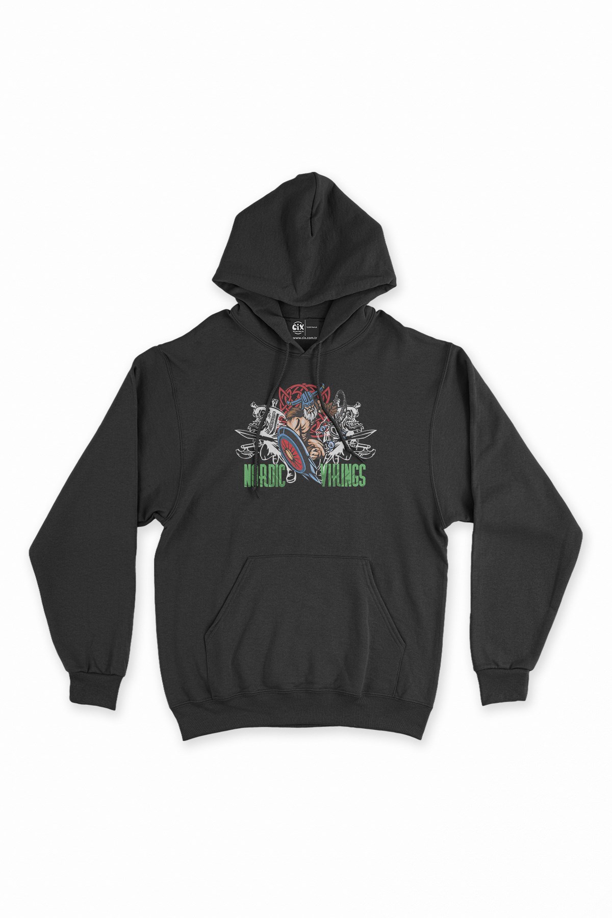 Nordic Vikingler Siyah Kapşonlu Sweatshirt Hoodie