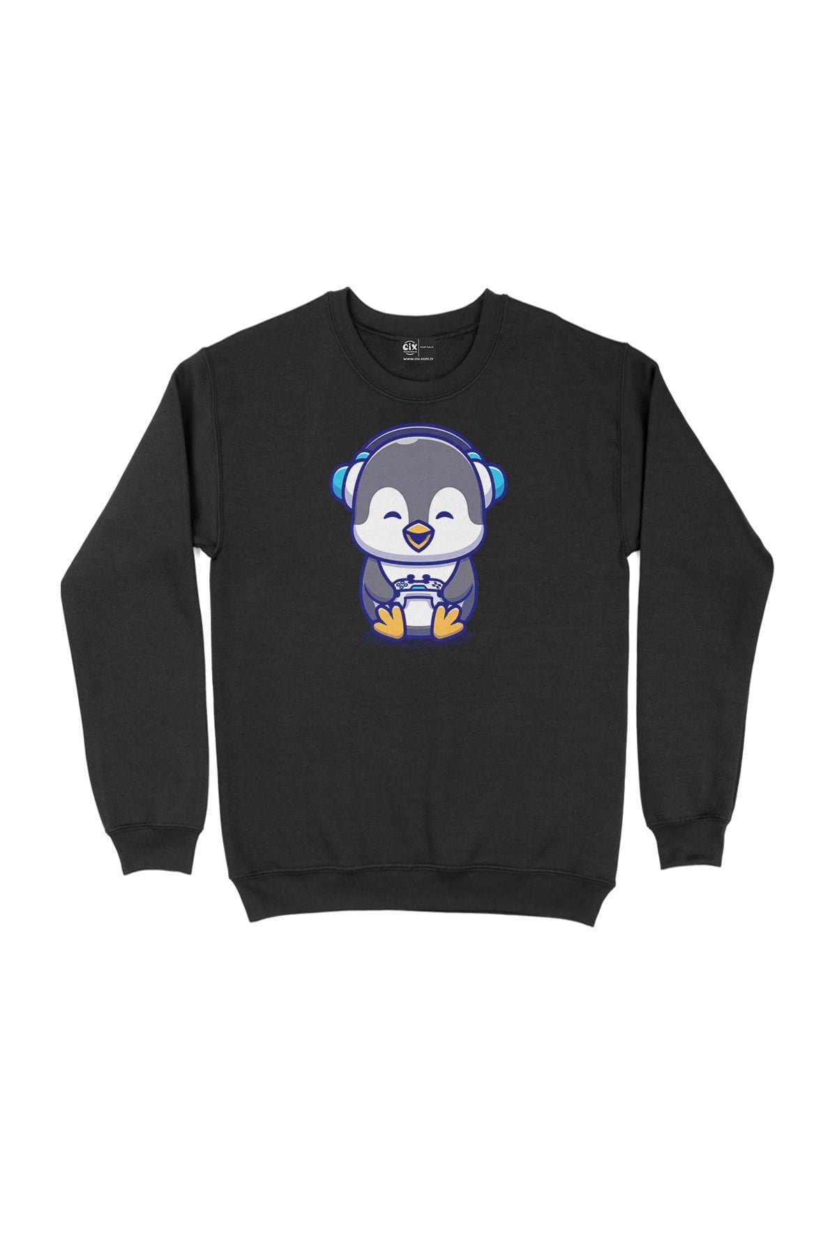 Oyuncu Penguen Siyah Sweatshirt
