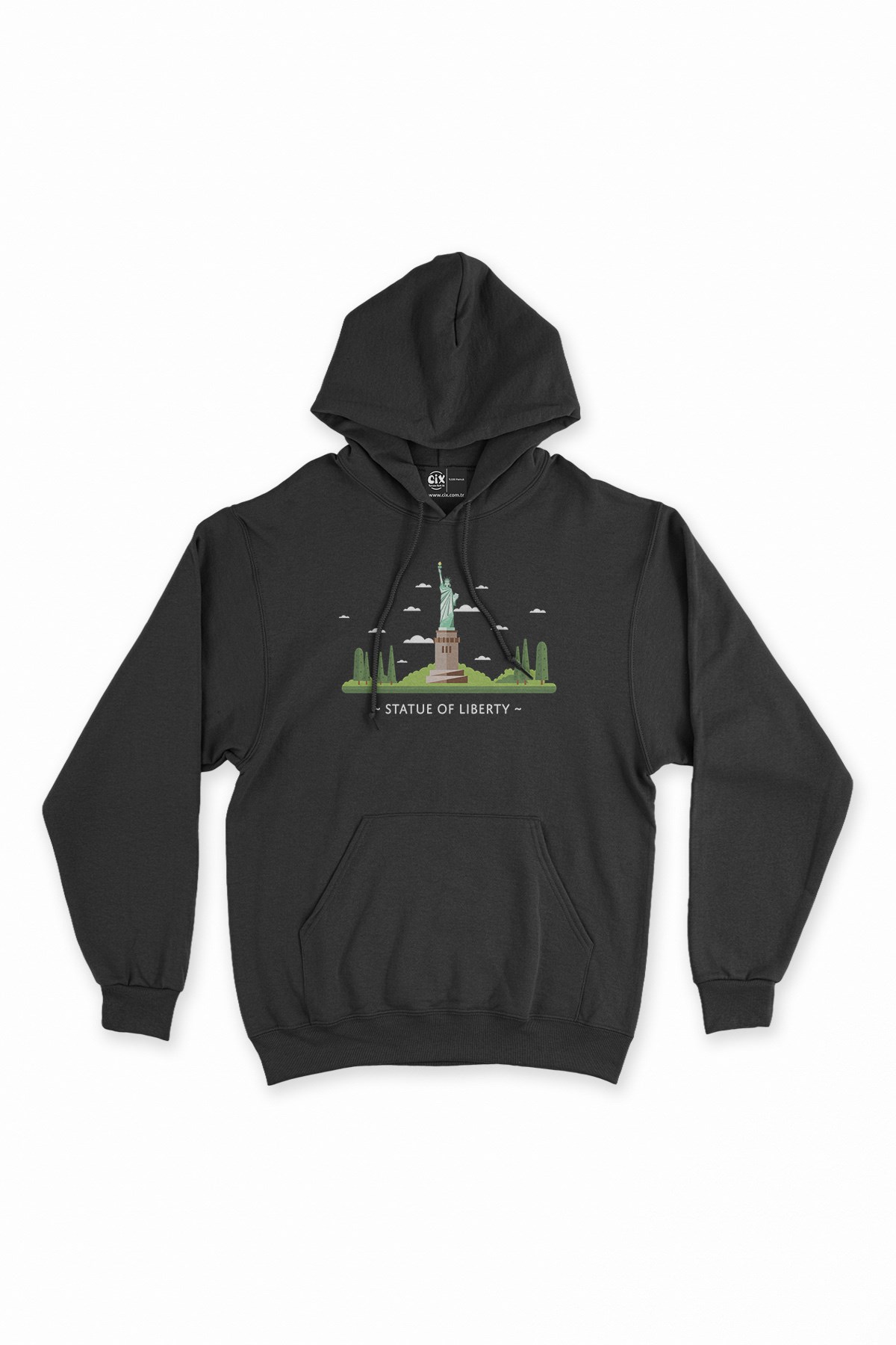 Özgürlük Anıtı Siyah Kapşonlu Sweatshirt Hoodie