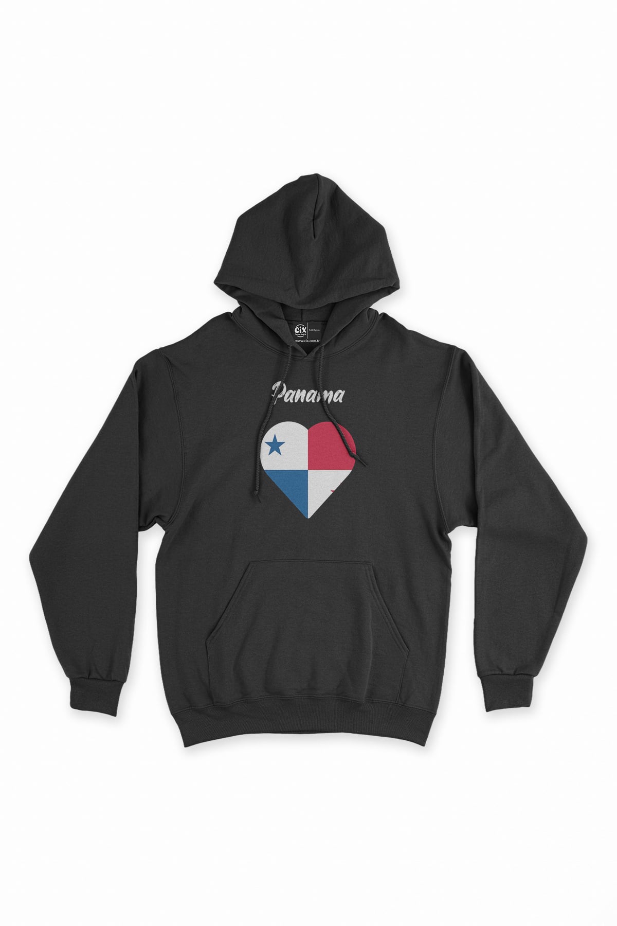 Panama Bayraklı Kalpli Siyah Sweatshirt Hoodie