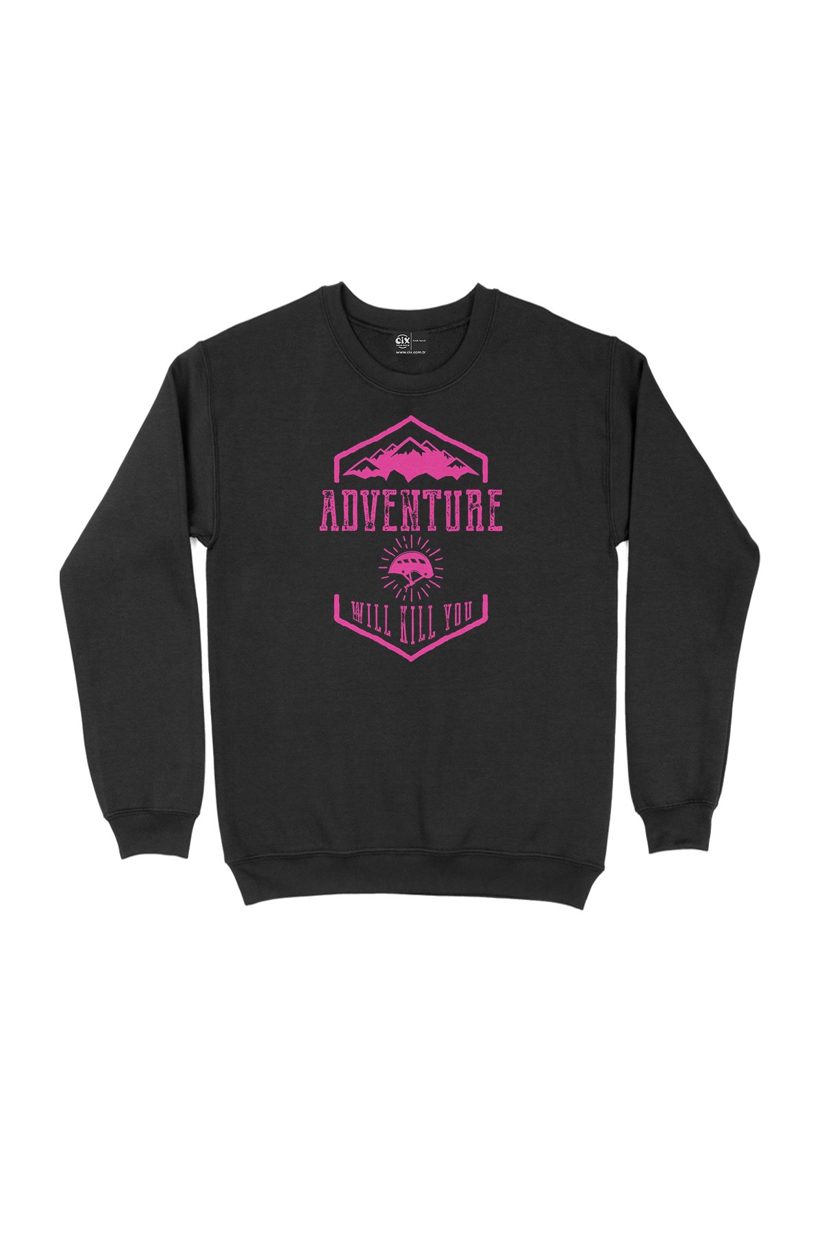 Pembe Adventure Will Kill You Siyah Sweatshirt