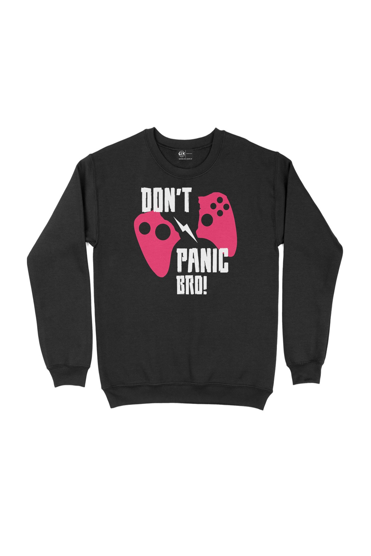 Pembe Don't Panic Bro Siyah Sweatshirt