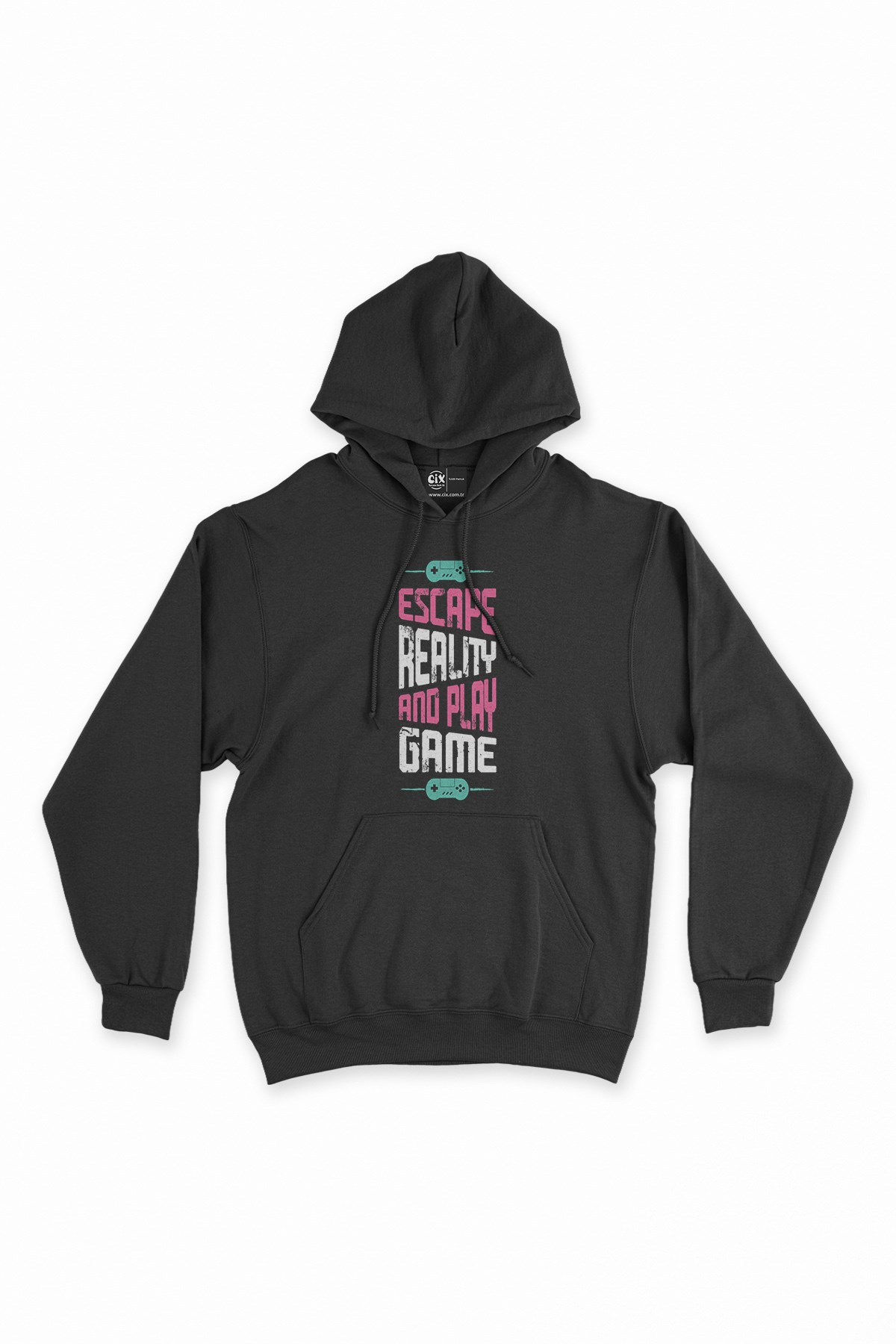 Pembe Escape Reality Siyah Kapşonlu Sweatshirt Hoodie