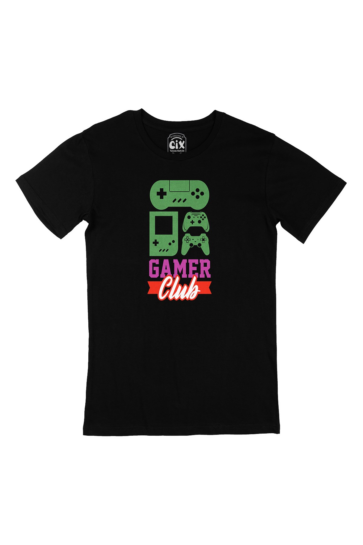 Pembe Gamer Club Siyah Tişört