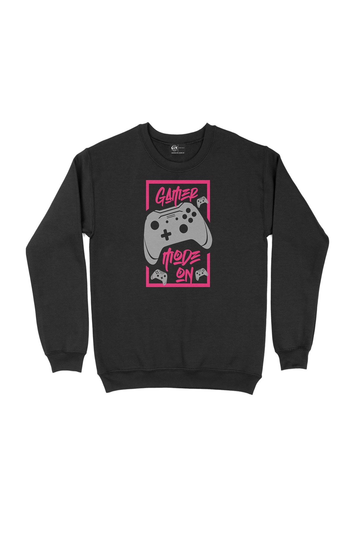 Pembe Gamer Mode On Siyah Sweatshirt