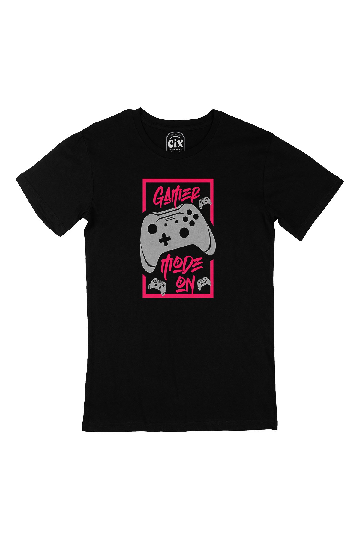 Pembe Gamer Mode On Siyah Tişört