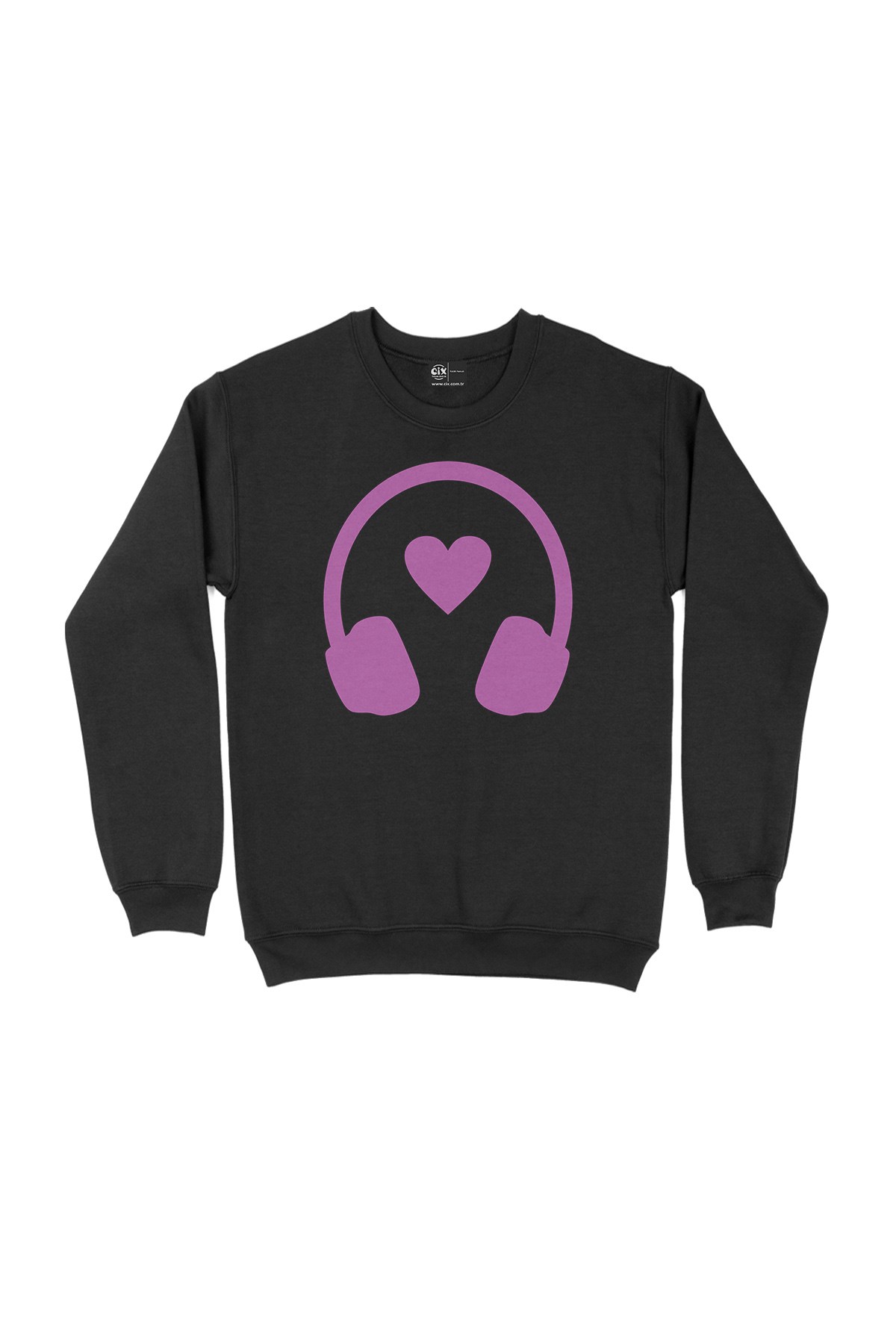 Pembe Müzik Aşkı Siyah Sweatshirt