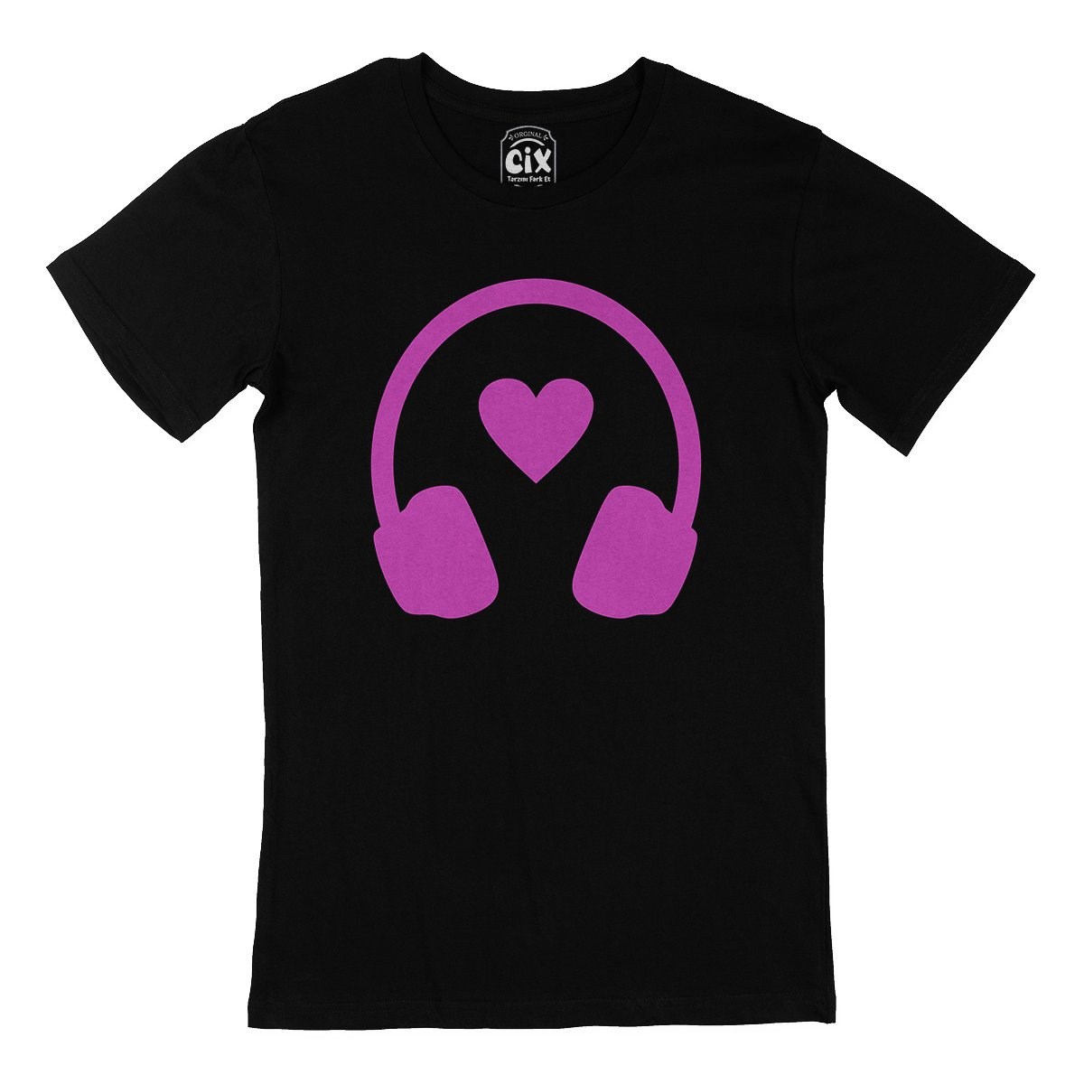 Pembe Müzik Aşkı Siyah Tişört