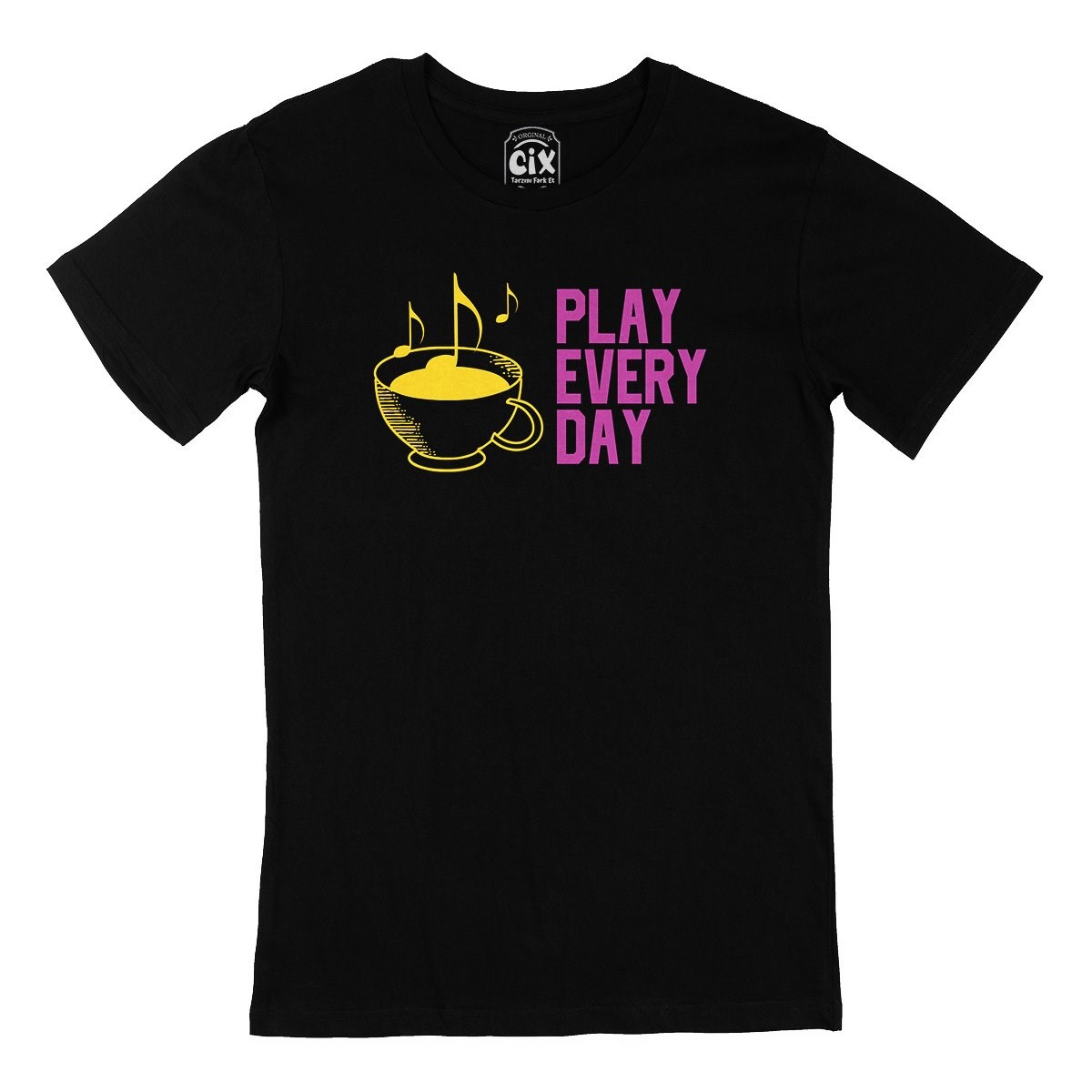 Pembe Play Every Day Siyah Tişört
