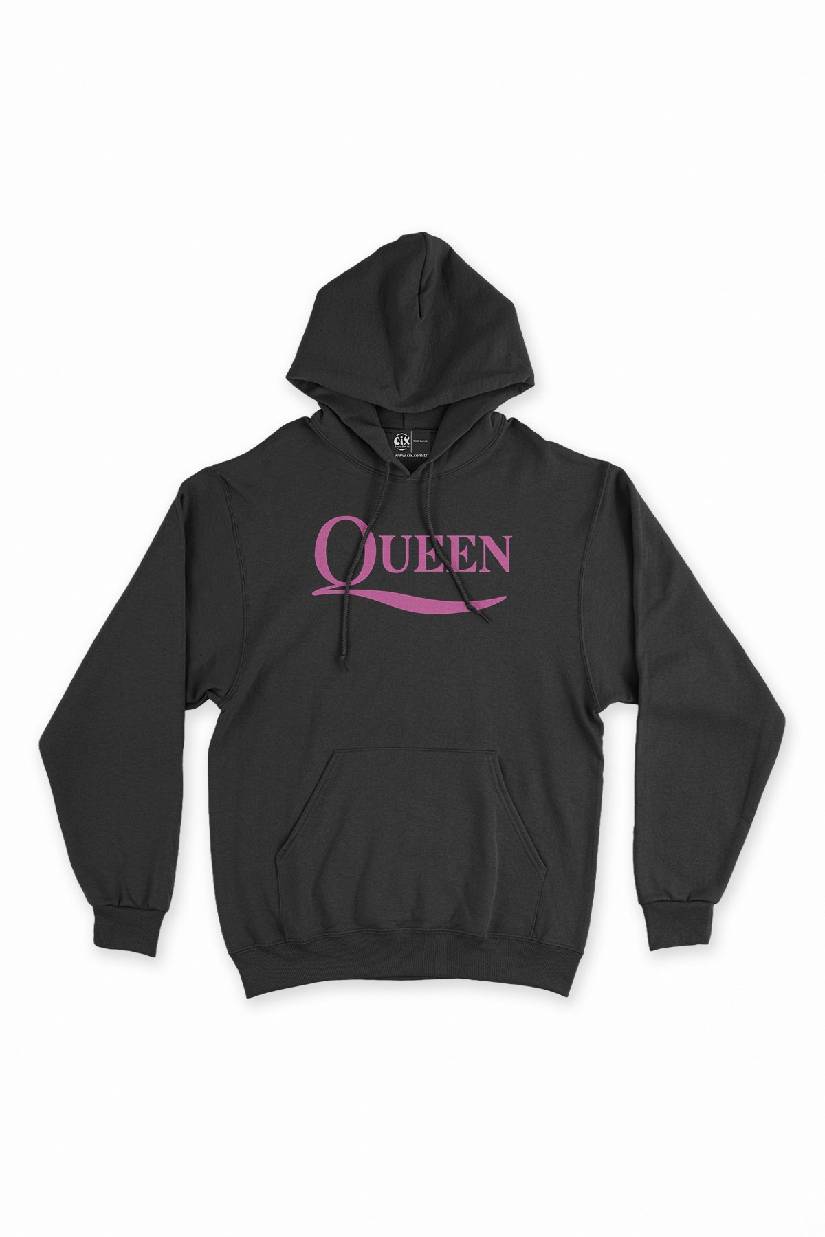 Pembe Queen Rock Siyah Kapşonlu Sweatshirt Hoodie