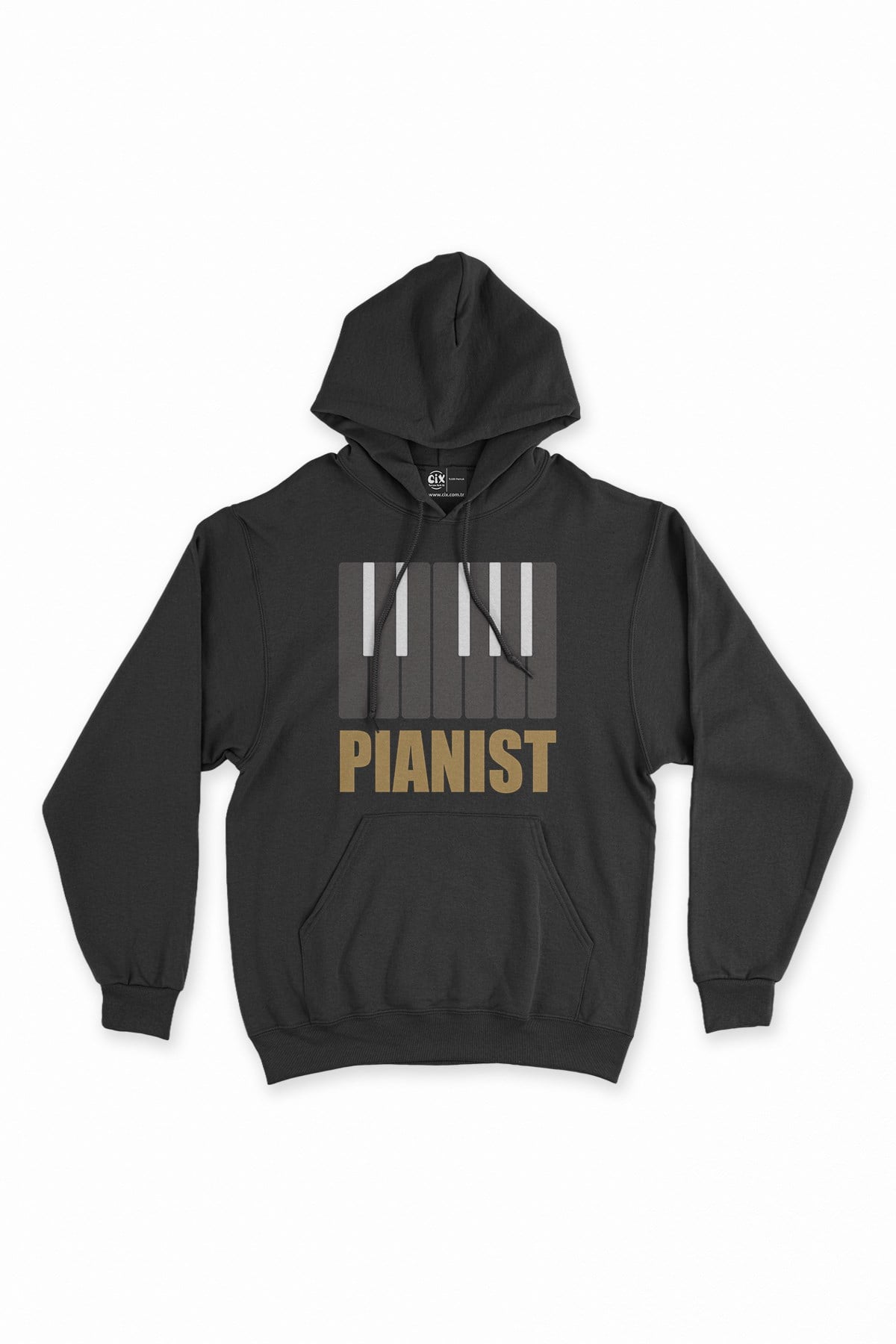Piyanist Siyah Kapşonlu Sweatshirt Hoodie