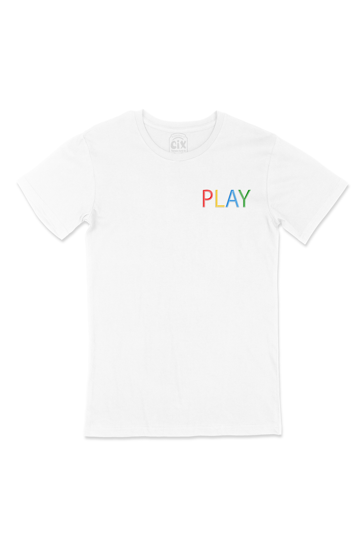 Play Cep Logo Tasarımlı Beyaz Tişört