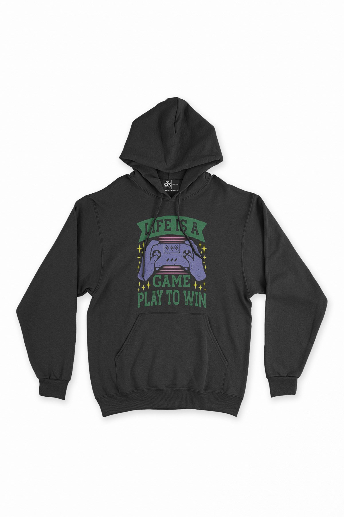 Play To Win Siyah Kapşonlu Sweatshirt Hoodie