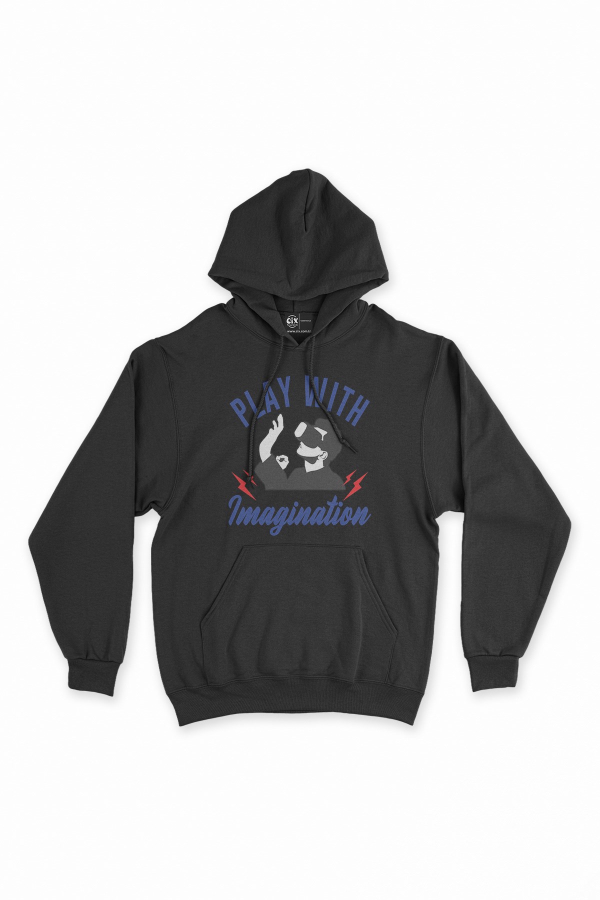 Play Your Imagination Siyah Kapşonlu Sweatshirt Hoodie