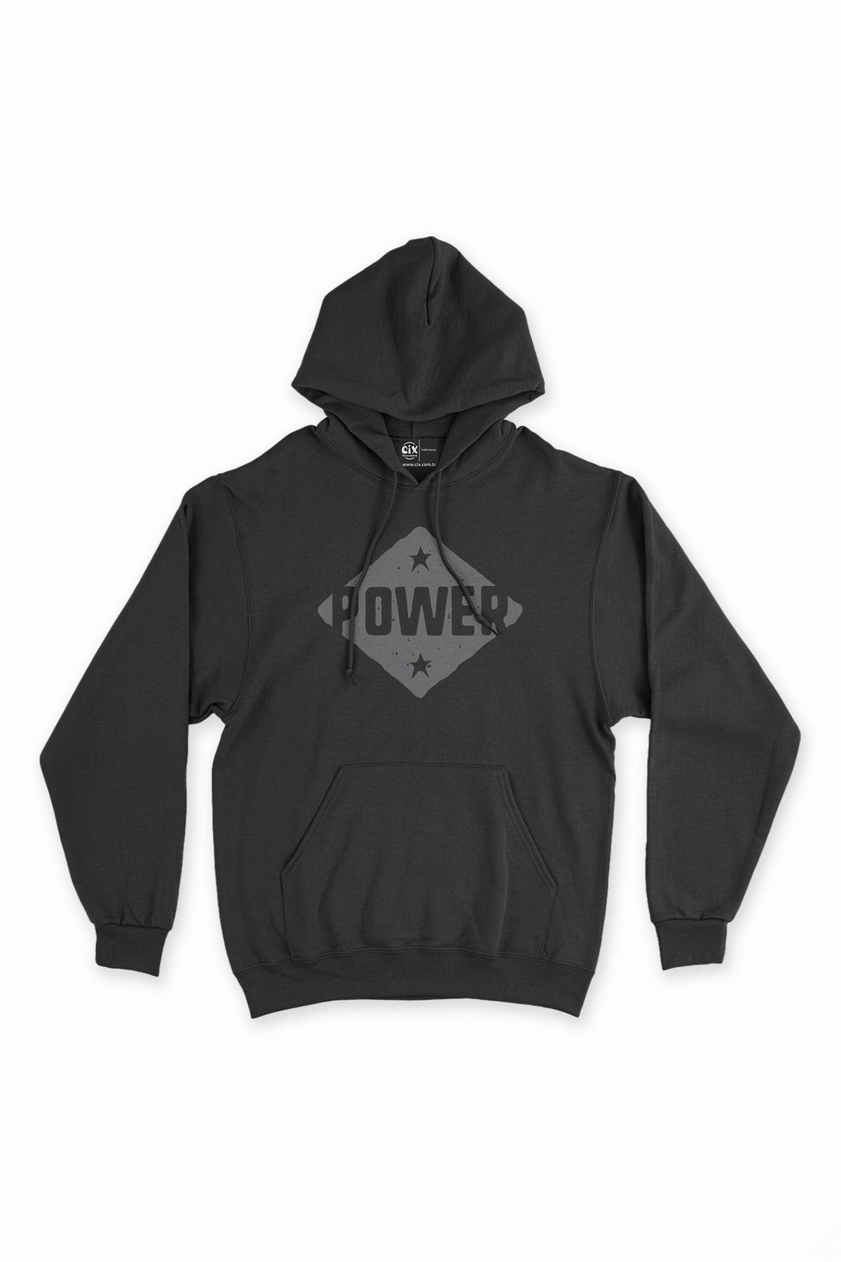Power Siyah Kapşonlu Sweatshirt Hoodie