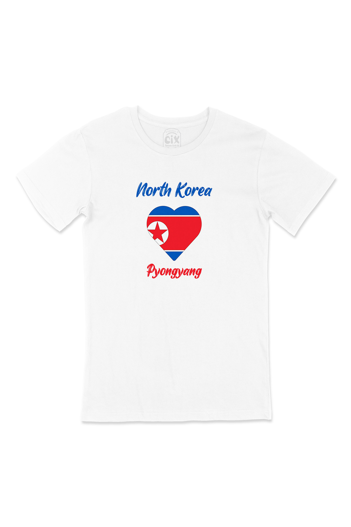Pyongyang Kuzey Kore Bayraklı Kalpli Tişört