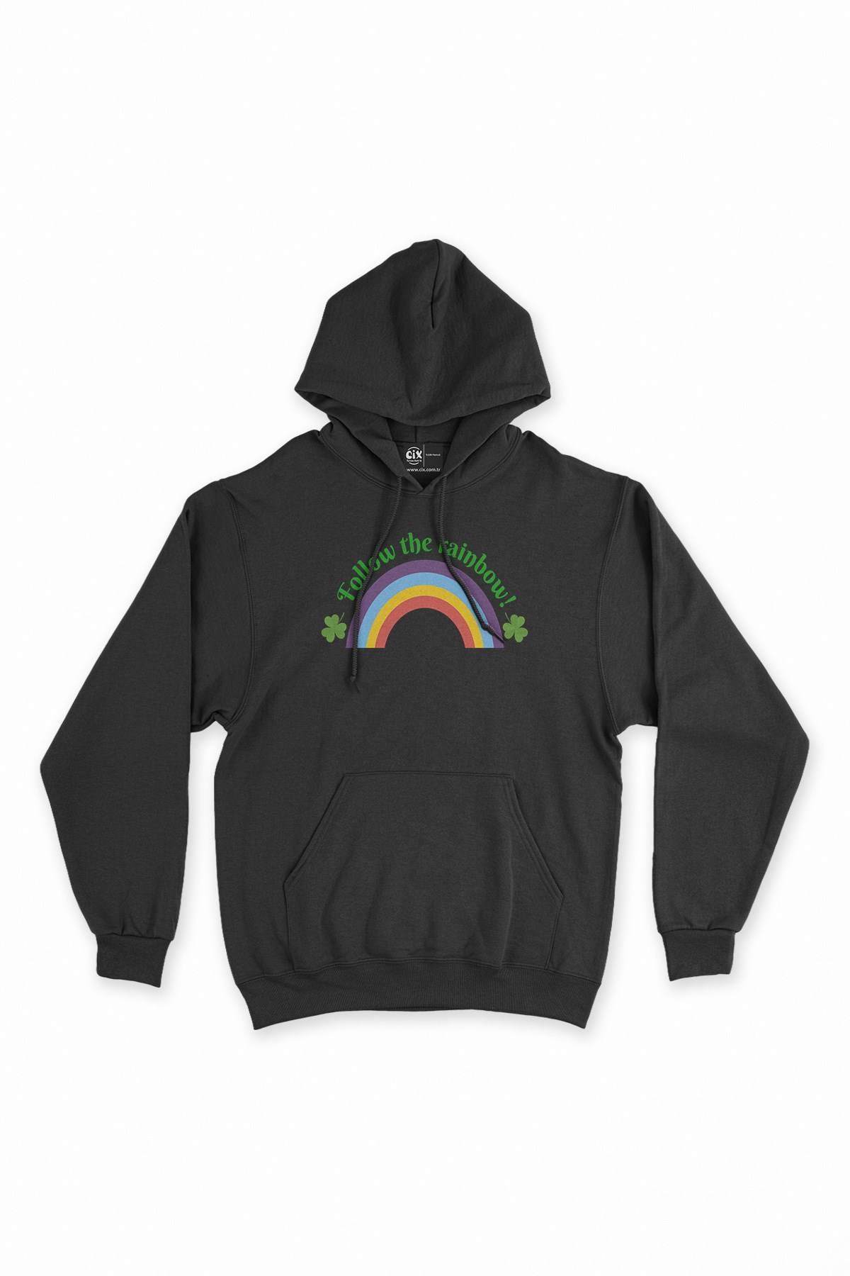 Rainbow Gökkuşağı Siyah Kapşonlu Sweatshirt Hoodie