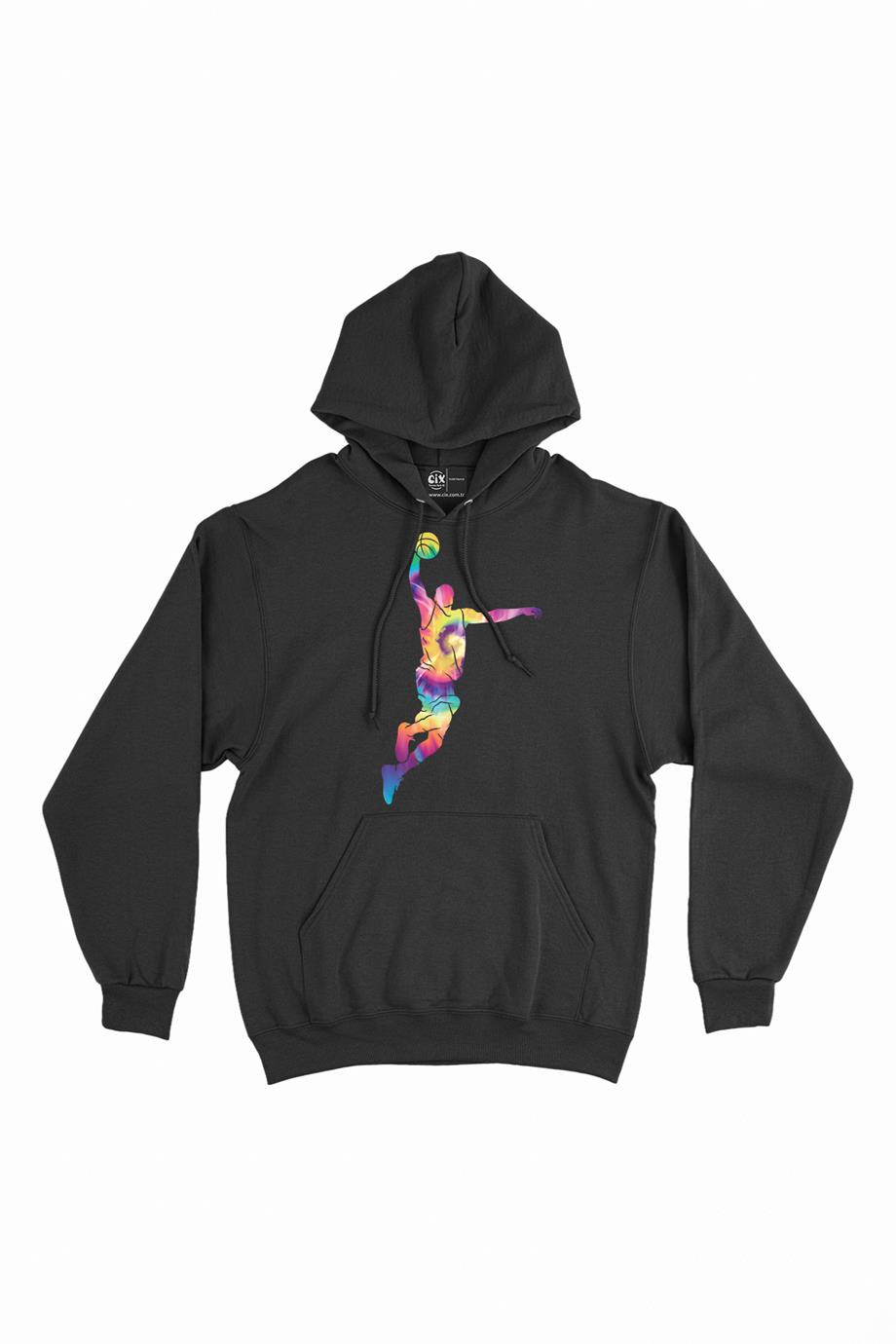 Renkli Basketbolcu Kapşonlu Sweatshirt Hoodie Renkli Basketbolcu Kapşonlu Sweatshirt Hoodie - Ücretsiz Kargo