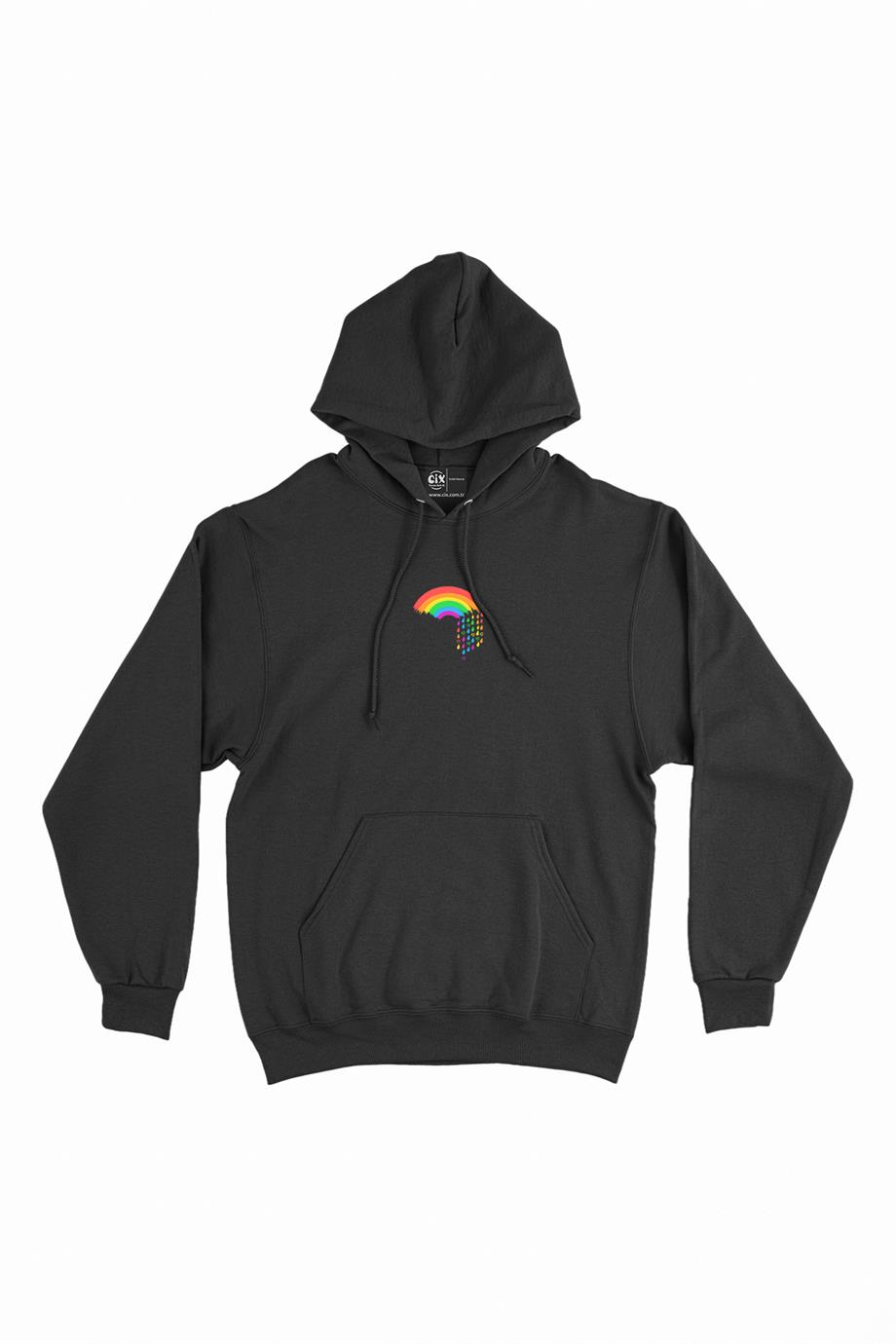 Renkli Gökkuşağı Kalpli Minimal Kapşonlu Sweatshirt Hoodie Renkli Gökkuşağı Kalpli Minimal Kapşonlu Sweatshirt Hoodie - Ücretsiz Kargo