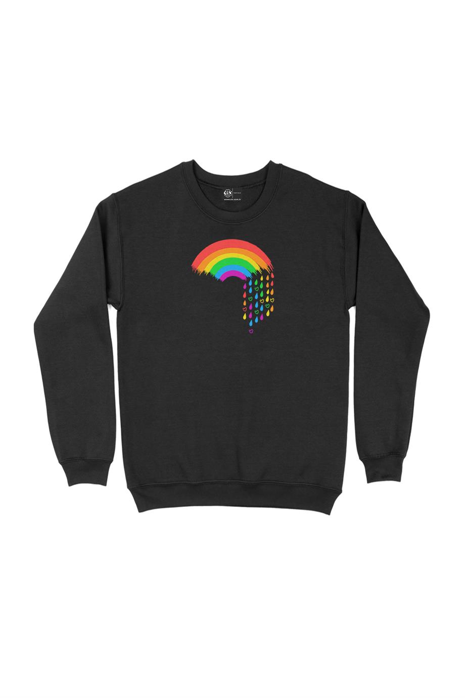 Renkli Gökkuşağı Kalpli Sweatshirt Renkli Gökkuşağı Kalpli Sweatshirt - Ücretsiz Kargo