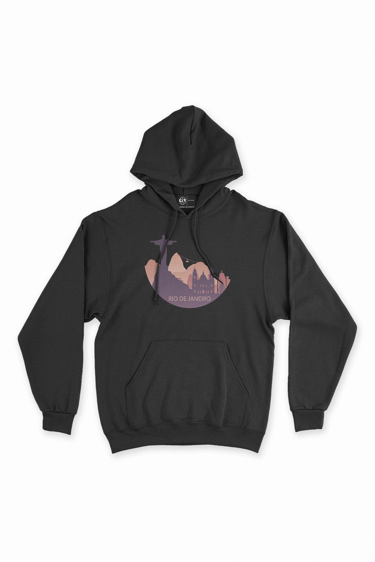 Rio de Janeiro Siyah Kapşonlu Sweatshirt Hoodie