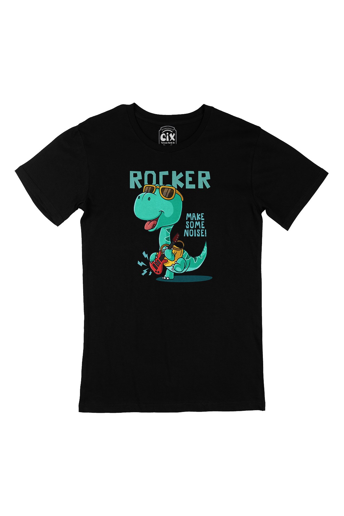 Rocker Dinozor Siyah Tişört