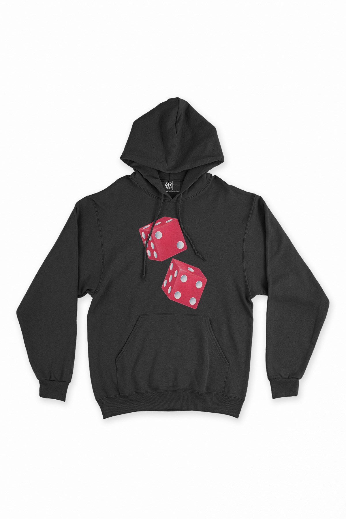 Şanslı Zarlar Siyah Kapşonlu Sweatshirt Hoodie