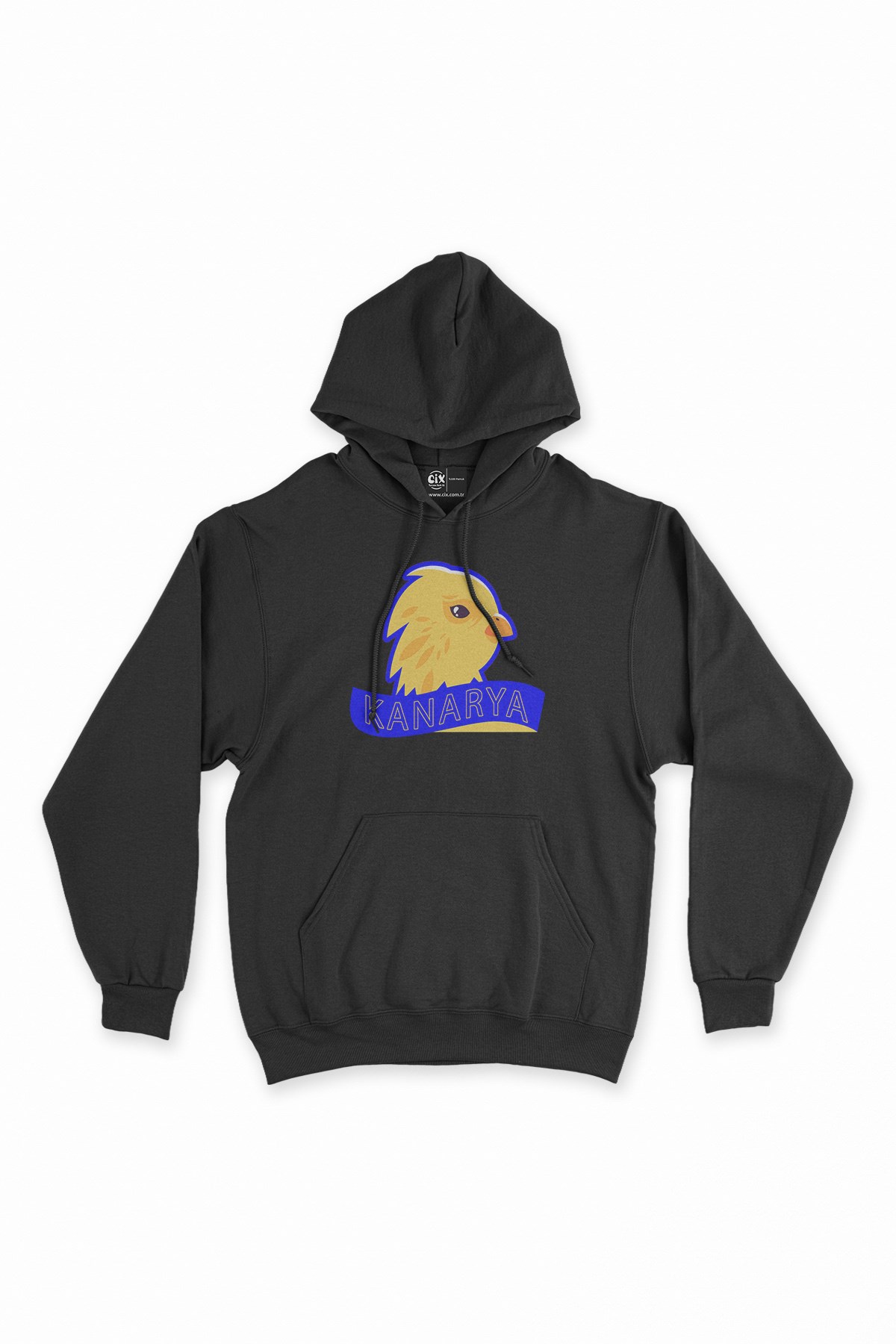 Sarı Kanarya Siyah Kapşonlu Sweatshirt Hoodie