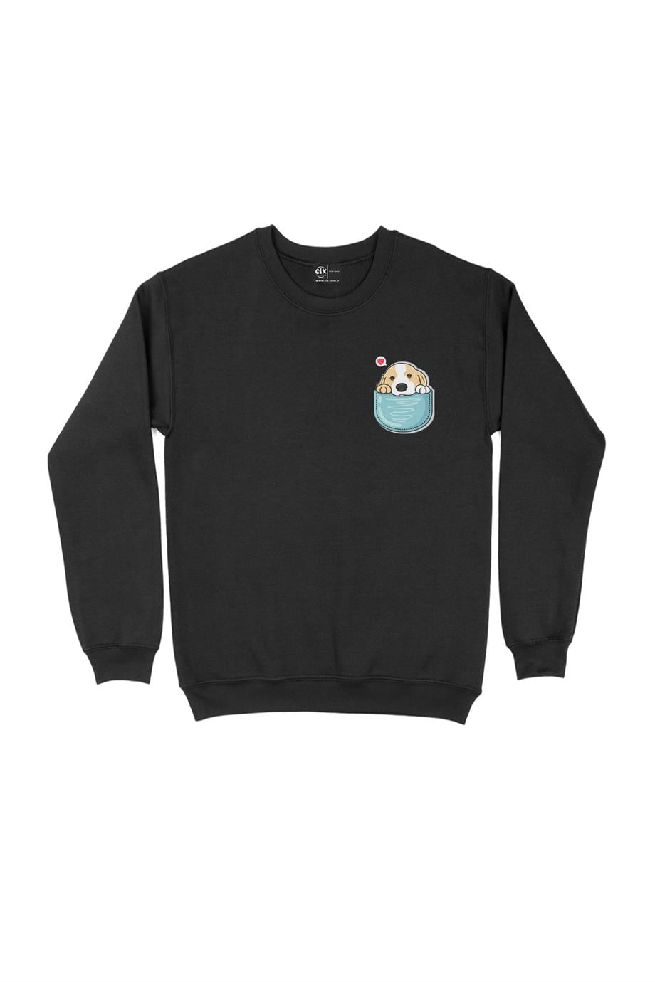 Sevimli Köpek Cep Tasarım Baskılı Sweatshirt Sevimli Köpek Cep Tasarım Baskılı Sweatshirt - Ücretsiz Kargo