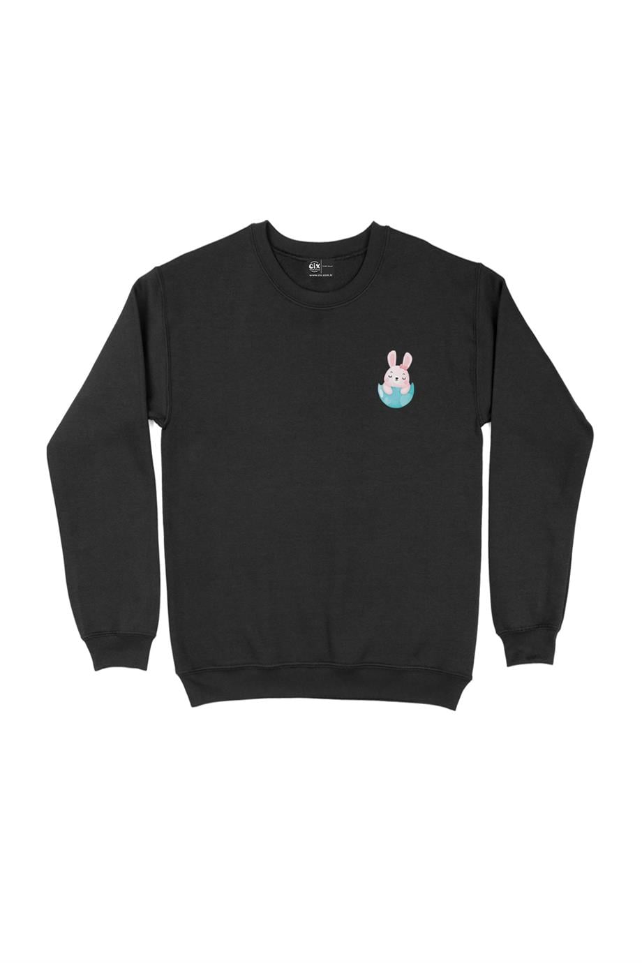 Sevimli Tavşan Cep Tasarım Baskılı Sweatshirt Sevimli Tavşan Cep Tasarım Baskılı Sweatshirt - Ücretsiz Kargo