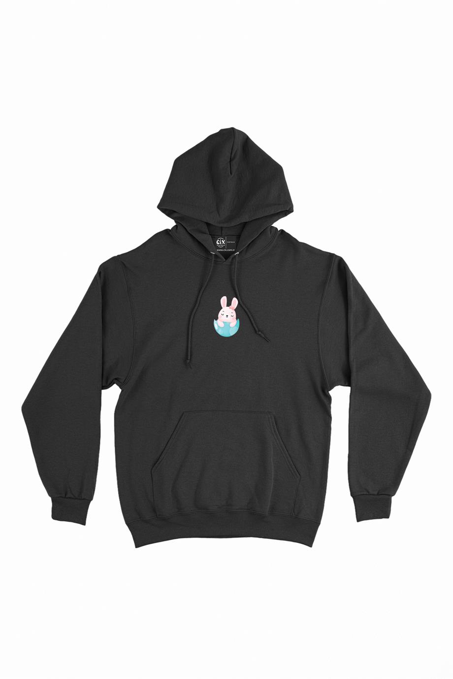 Sevimli Tavşan Minimal Kapşonlu Sweatshirt Hoodie Sevimli Tavşan Minimal Kapşonlu Sweatshirt Hoodie - Ücretsiz Kargo