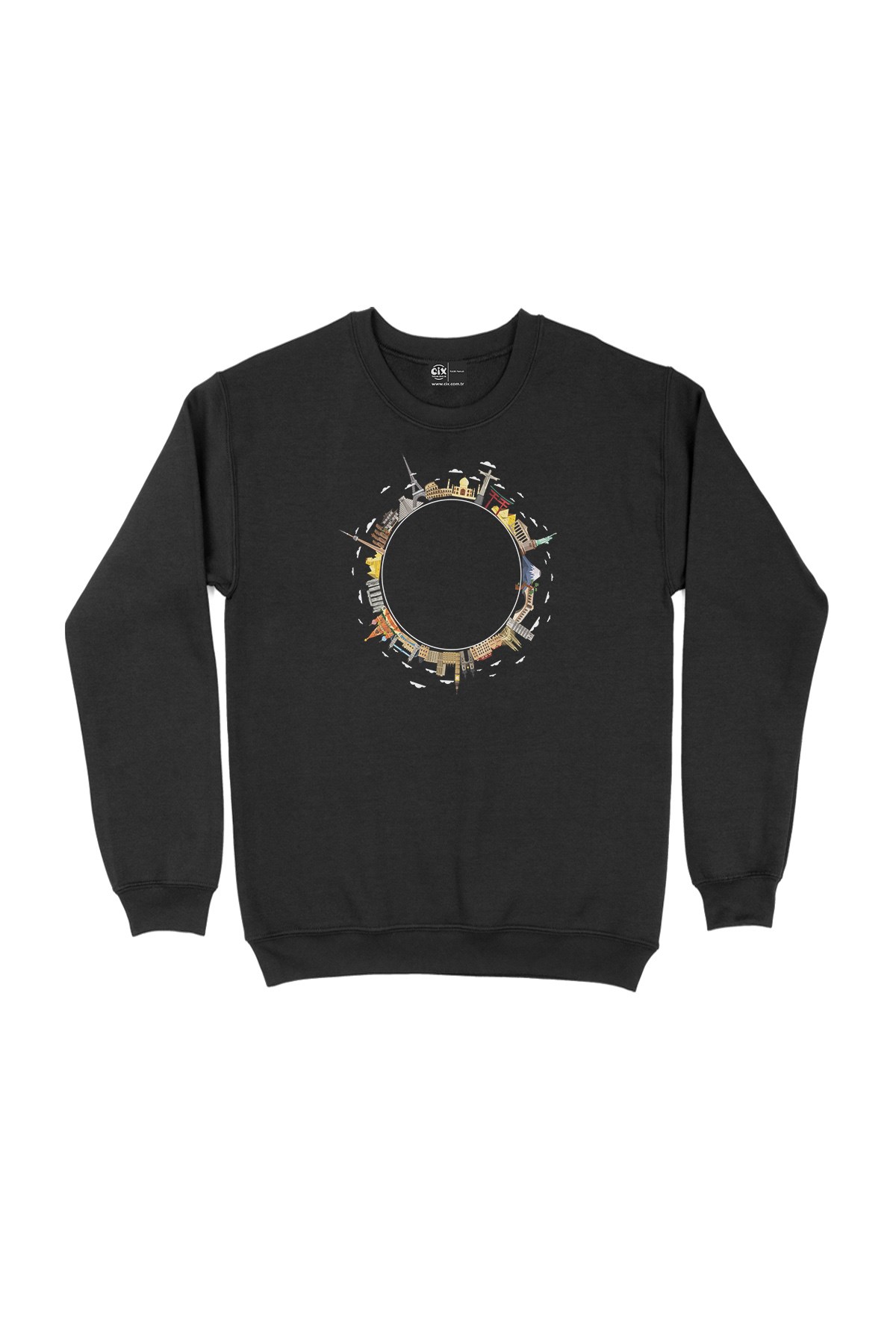 Seyahat Çemberi Siyah Sweatshirt