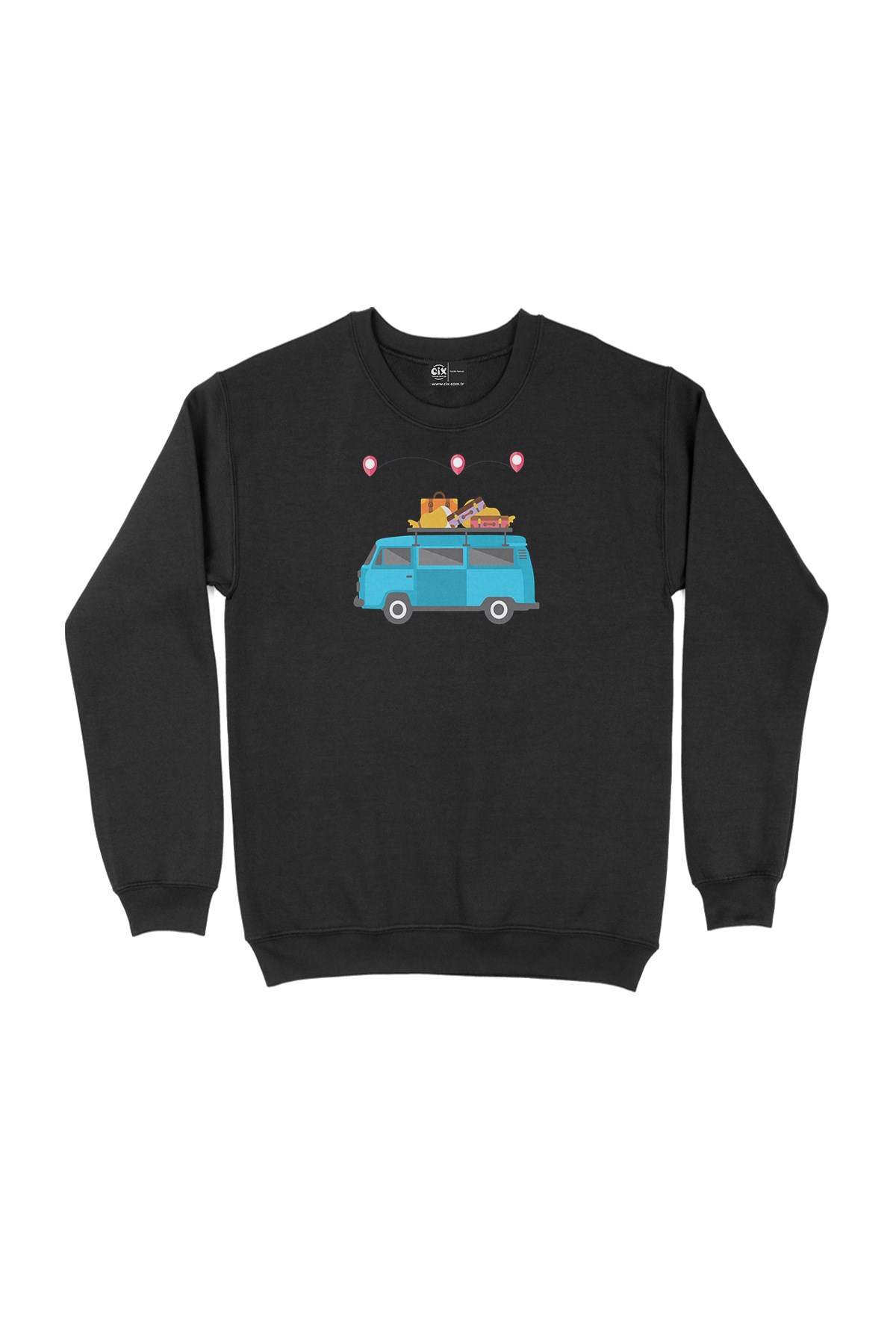 Seyahat Karavanı Siyah Sweatshirt
