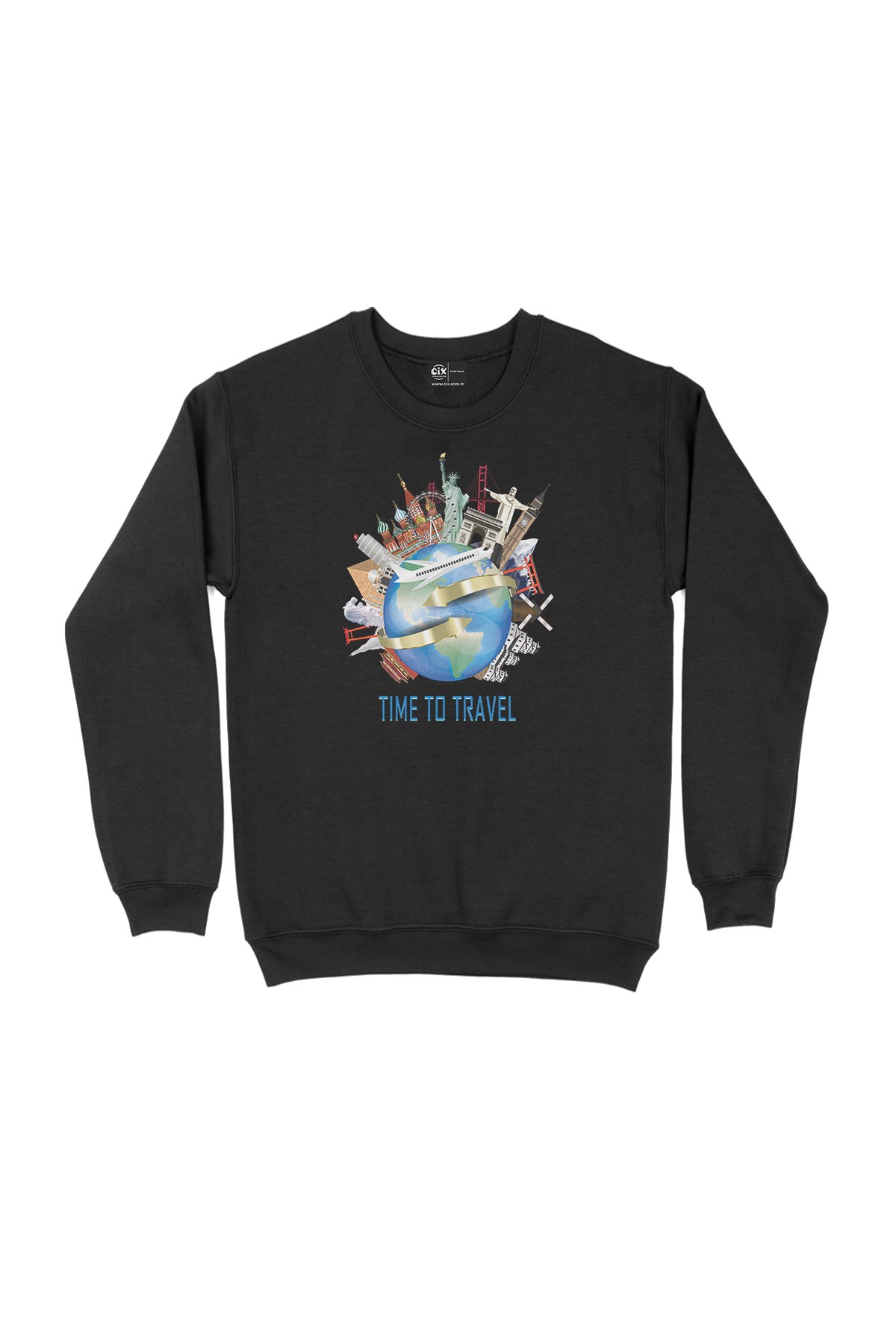 Seyahat Zamanı Siyah Sweatshirt