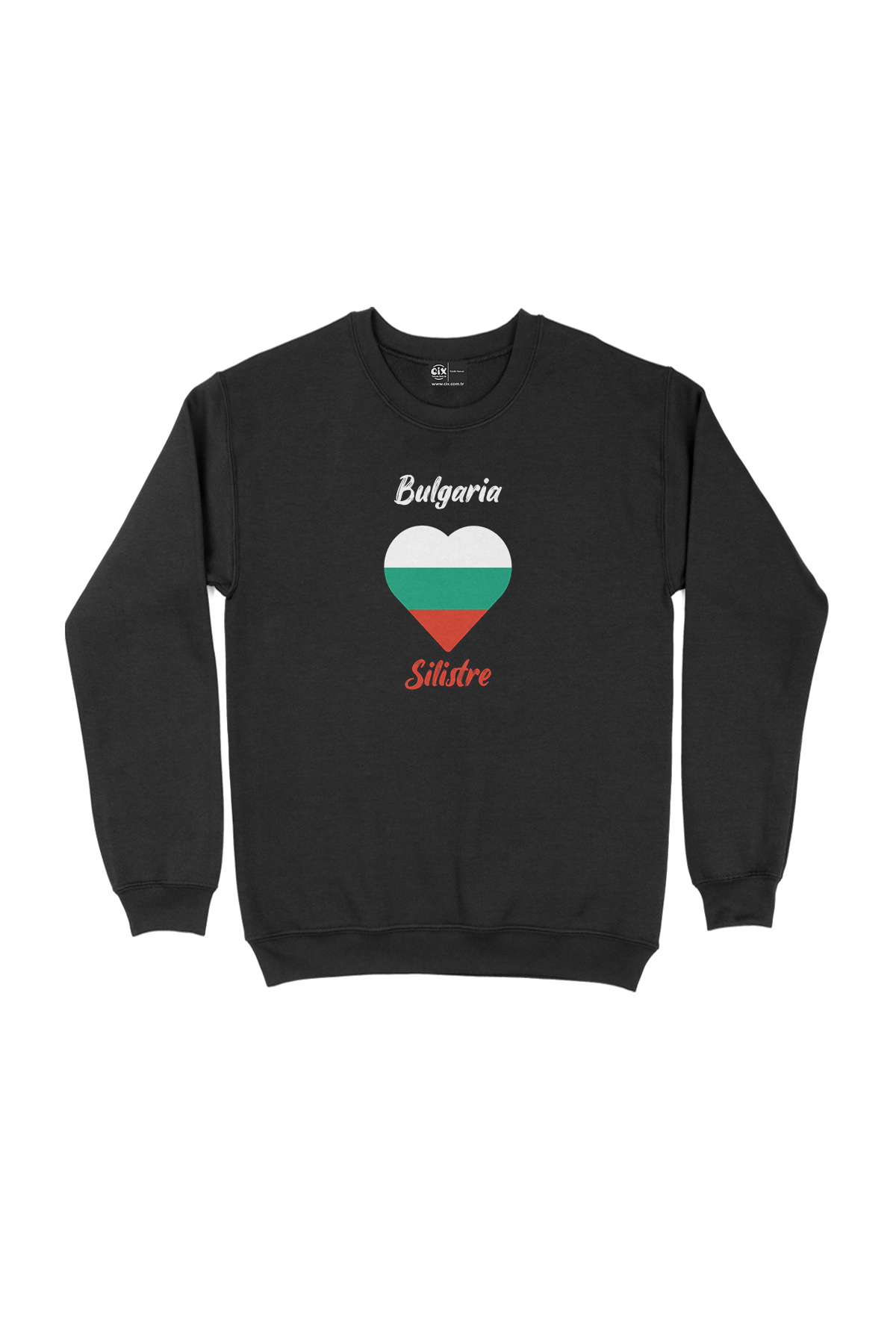 Silistre Bulgaristan Bayraklı Kalpli Siyah Sweatshirt