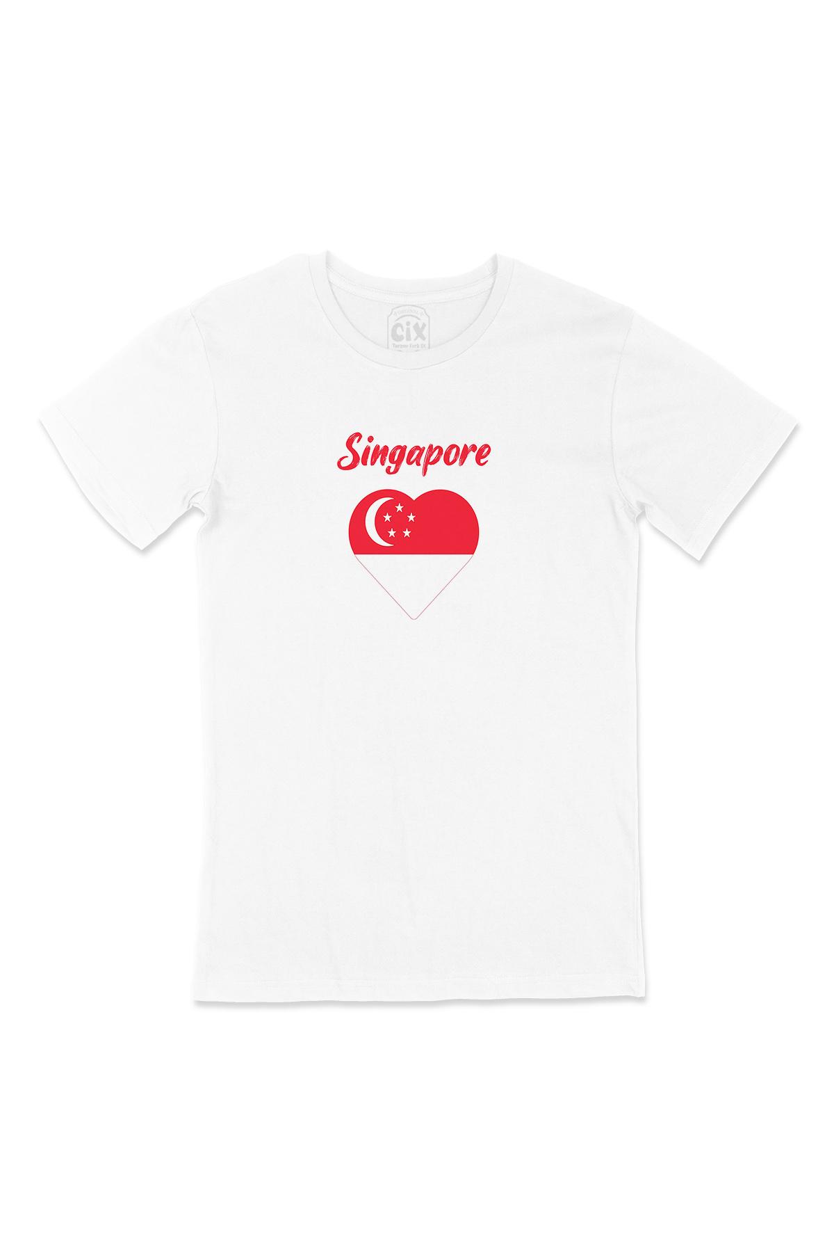 Singapur Bayraklı Kalpli Tişört