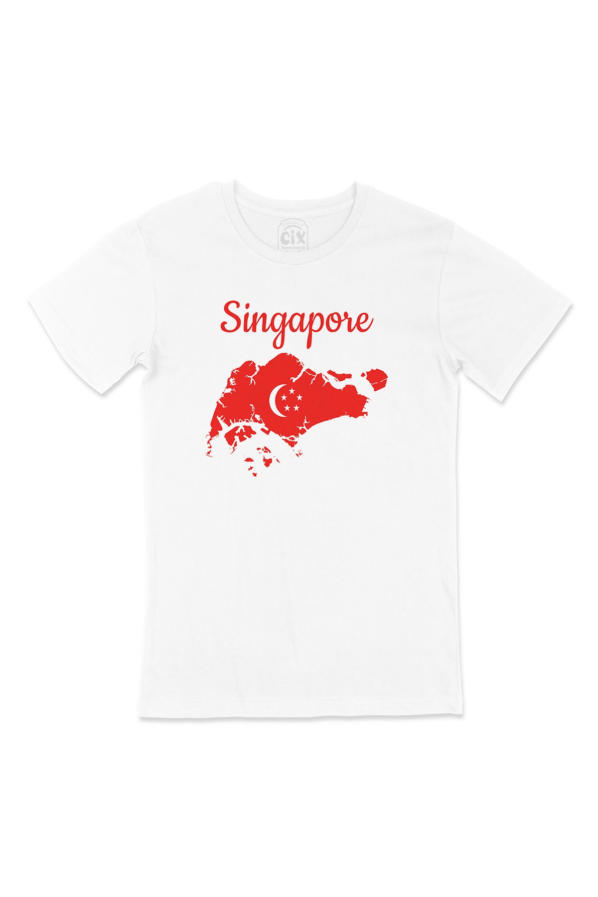 Singapur Haritalı ve Bayraklı Tişört