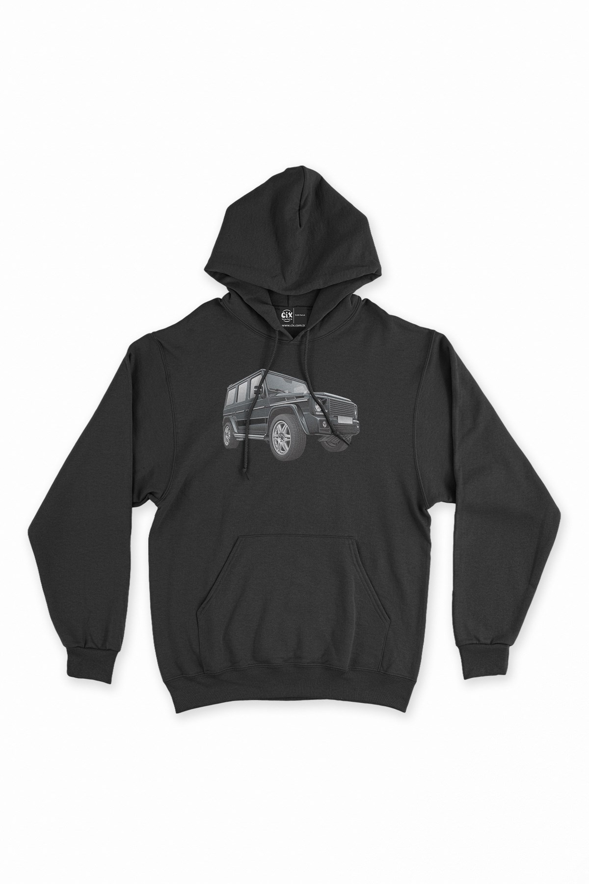 Siyah Spor Jip Siyah Kapşonlu Sweatshirt Hoodie