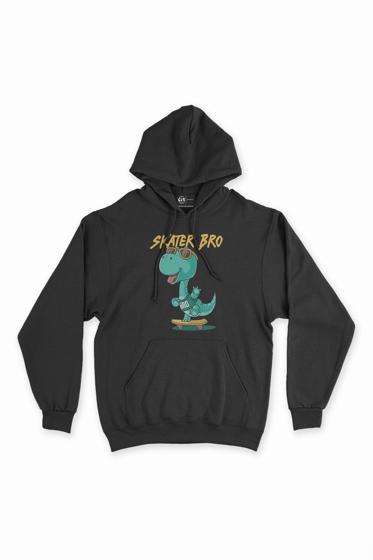 Skater Dinozor Siyah Kapşonlu Sweatshirt Hoodie