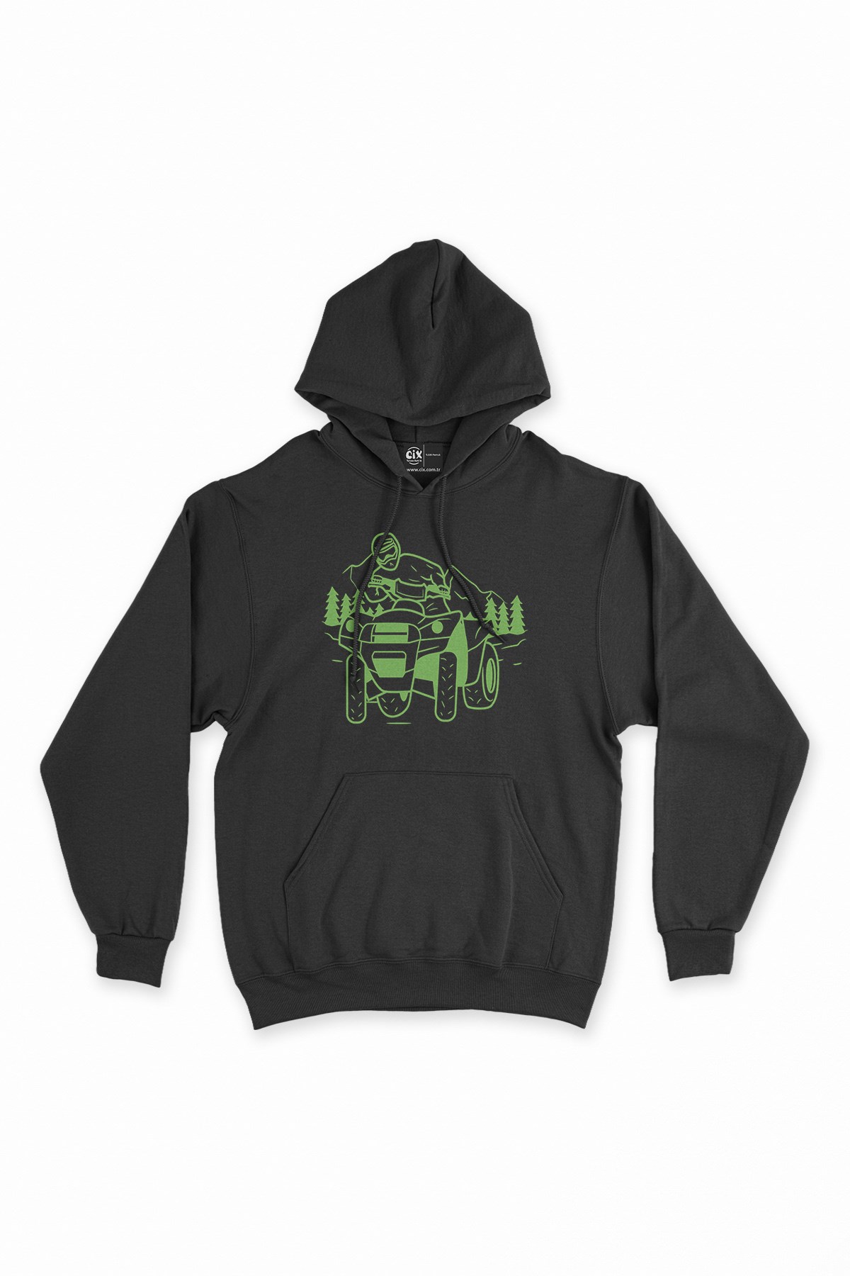 Ski Car Siyah Kapşonlu Sweatshirt Hoodie