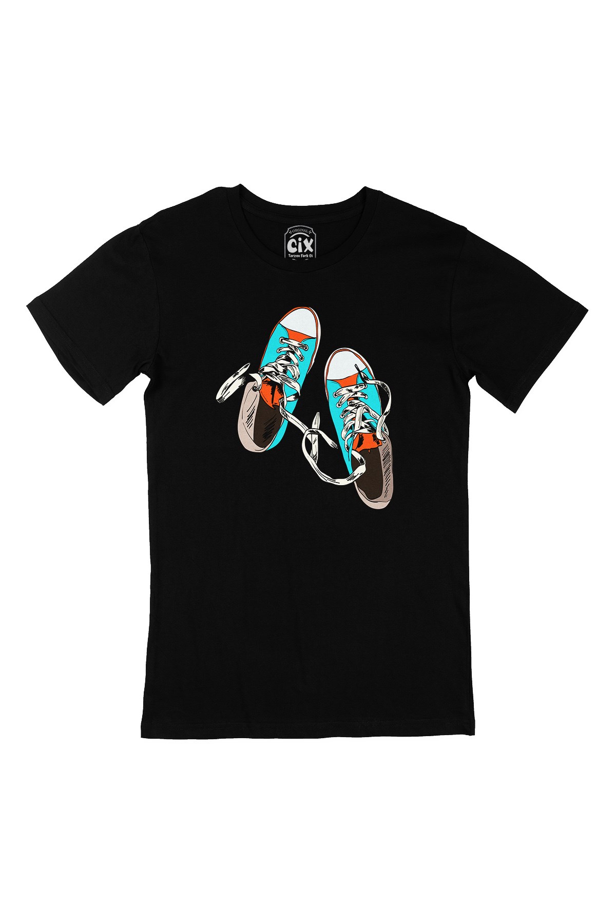 Sneakers Görselli Siyah Tişört