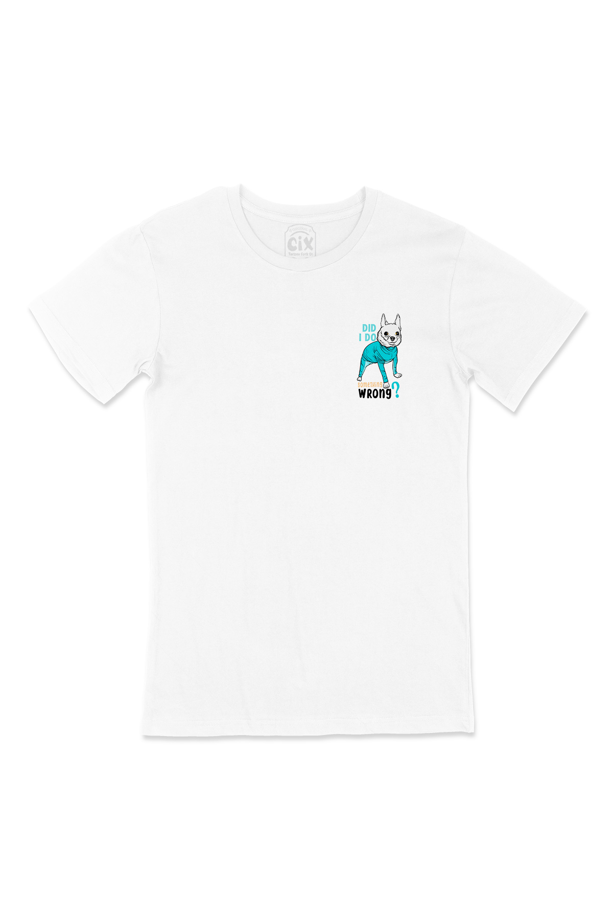 Something Wrong Dog Cep Logo Tasarımlı Beyaz Tişört