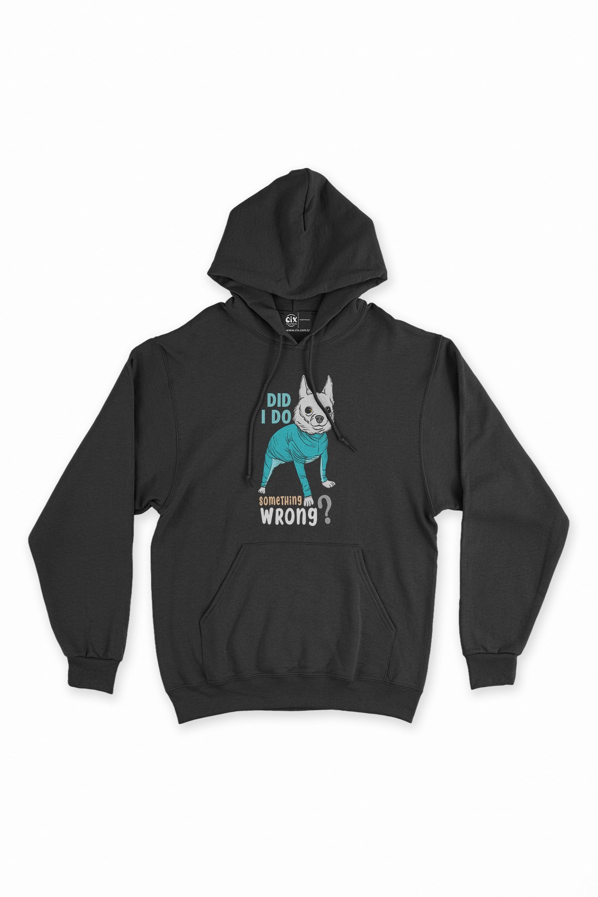 Something Wrong Dog Siyah Kapşonlu Sweatshirt Hoodie