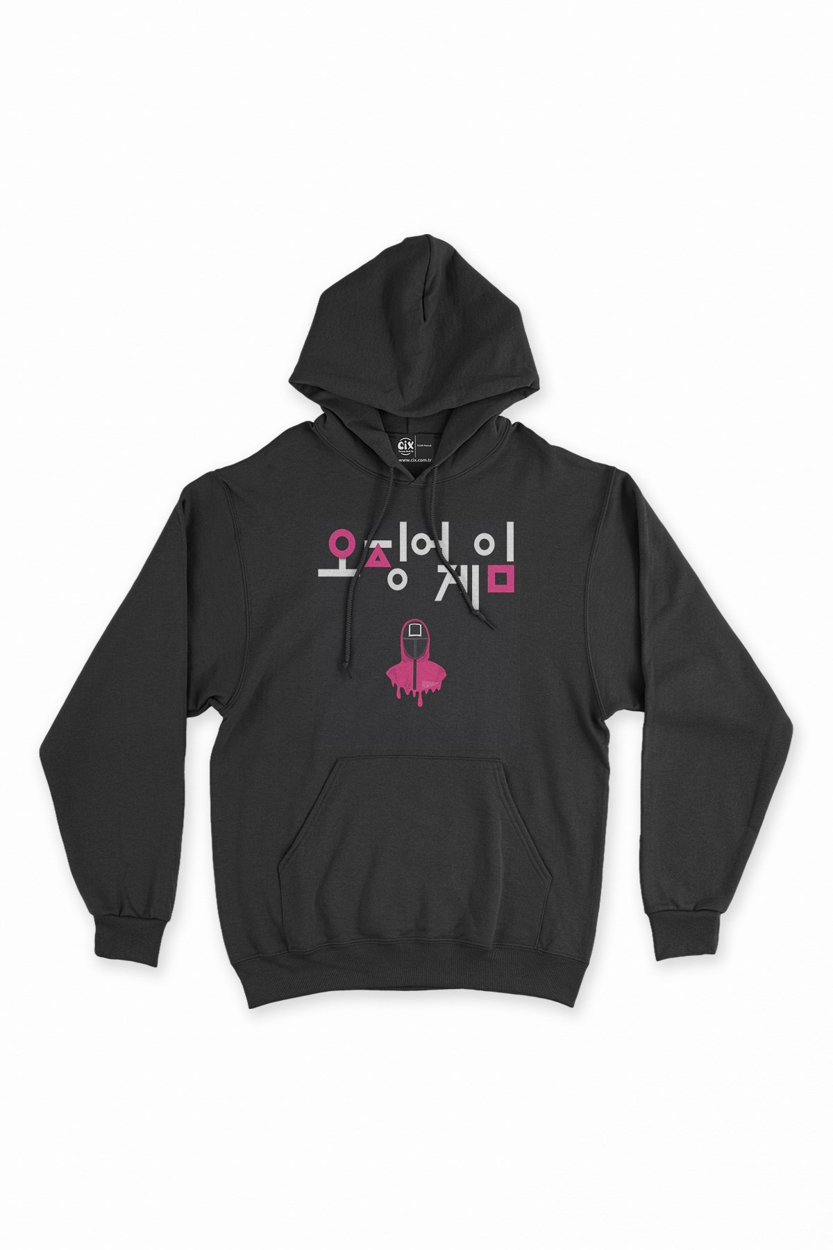 Squid Game Korean Mask Siyah Kapşonlu Sweatshirt Hoodie